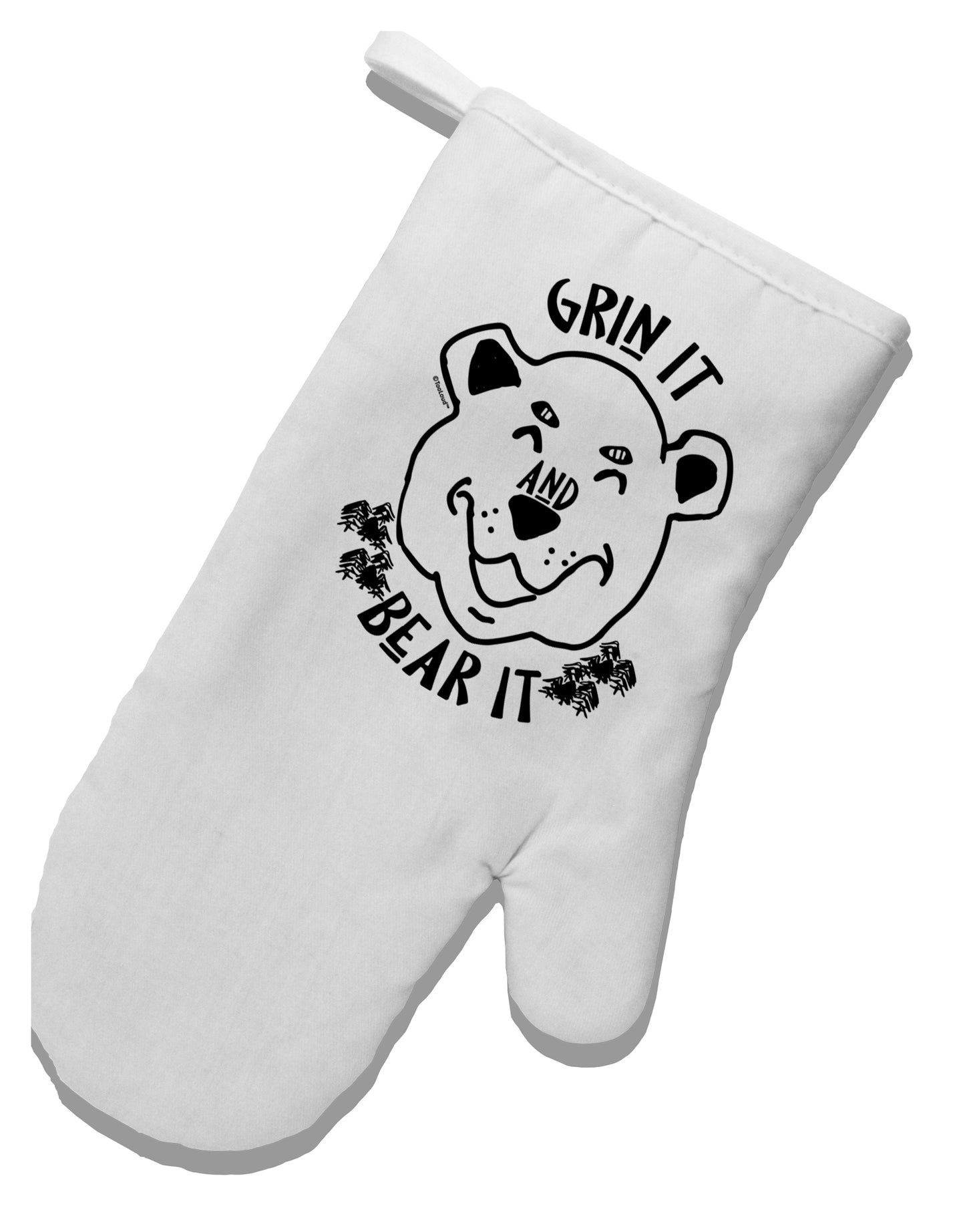 TooLoud Grin and bear it White Printed Fabric Oven Mitt-OvenMitts-TooLoud-Davson Sales