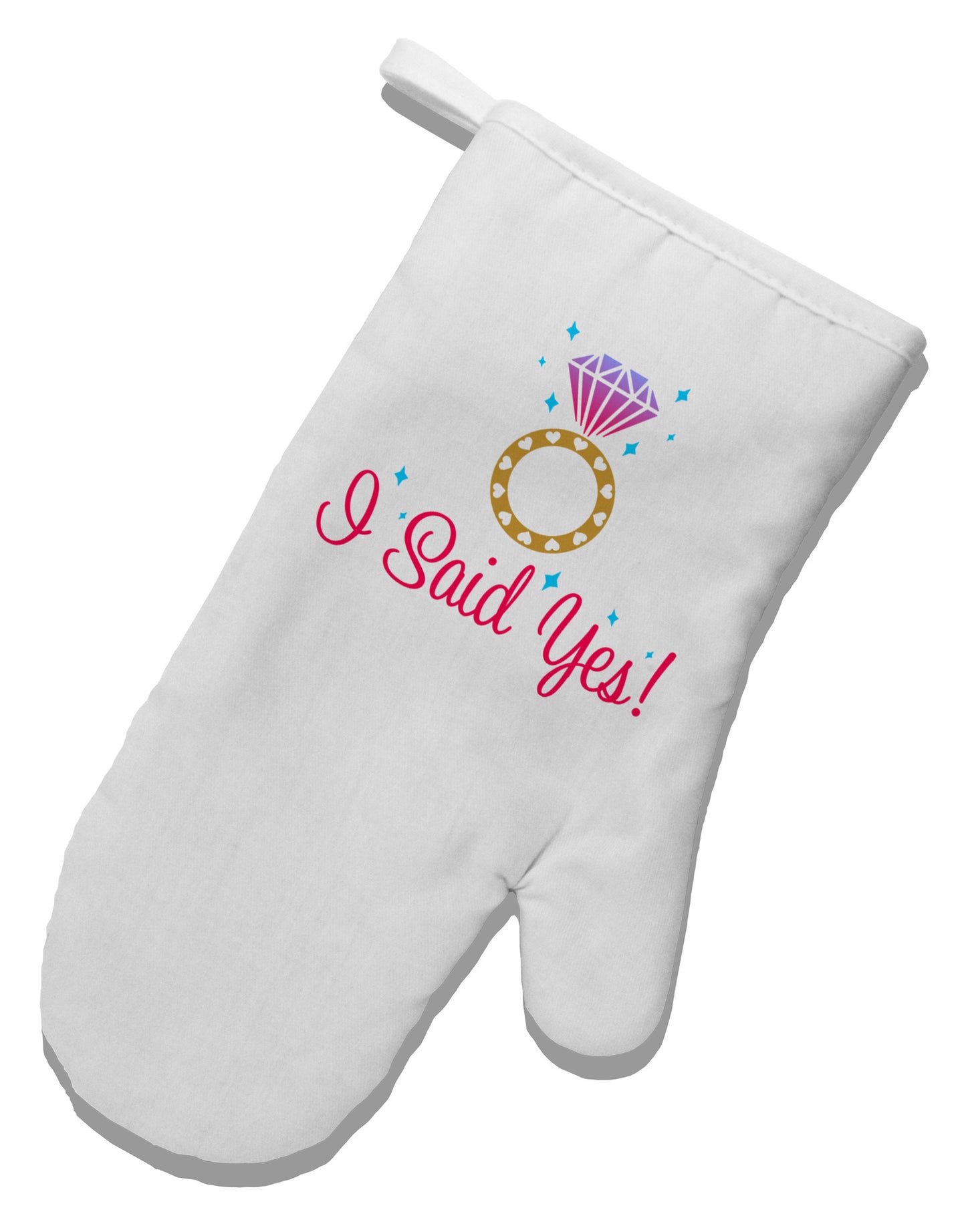 I Said Yes - Diamond Ring - Color White Printed Fabric Oven Mitt-Oven Mitt-TooLoud-White-Davson Sales