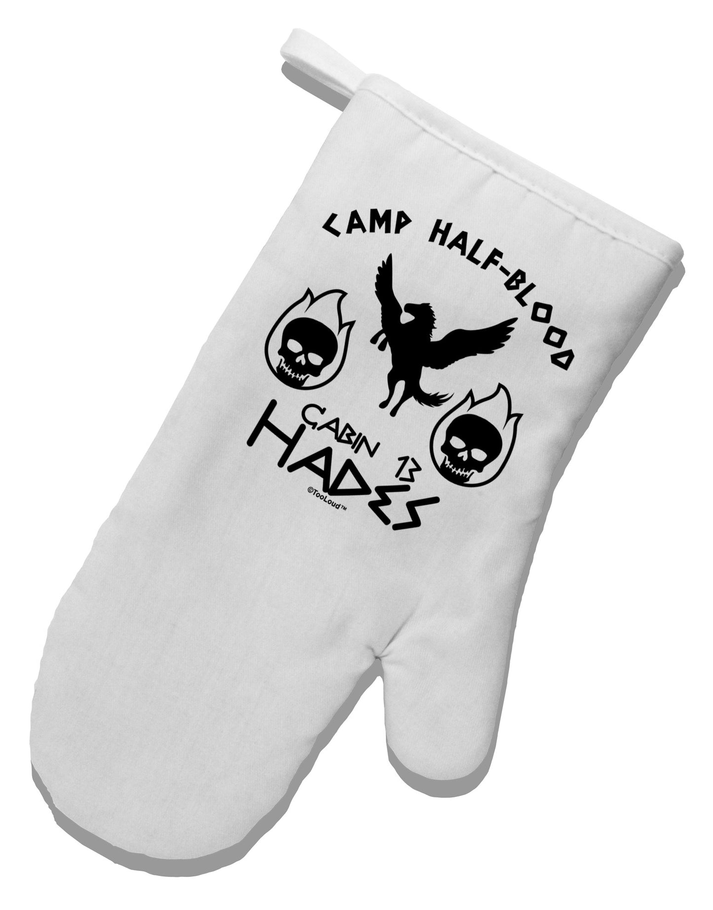 Cabin 13 HadesHalf Blood White Printed Fabric Oven Mitt-Oven Mitt-TooLoud-White-Davson Sales