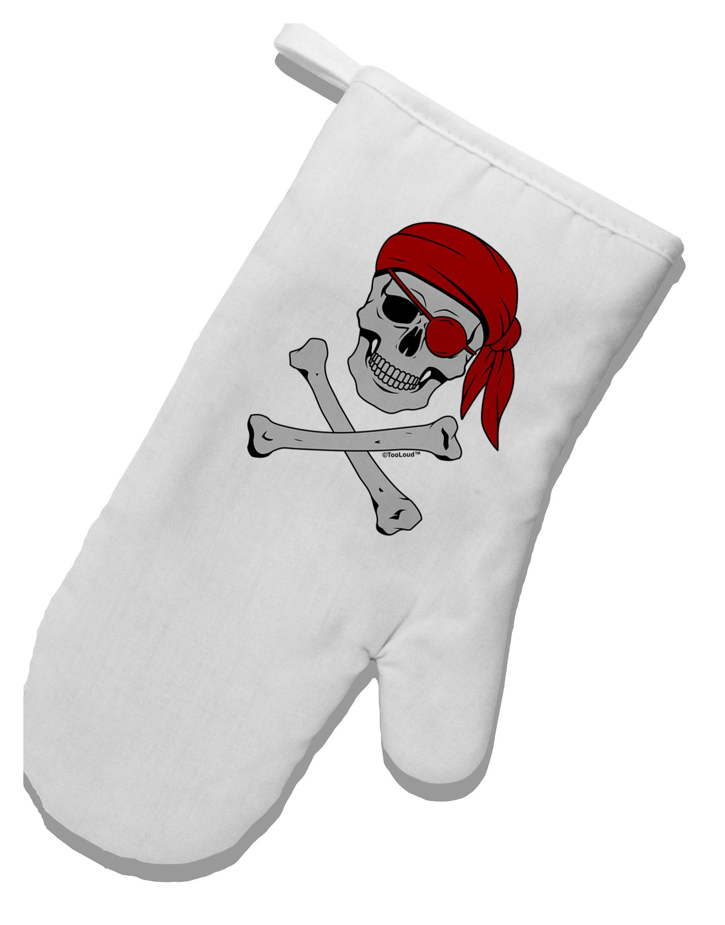 Pirate Skull White Printed Fabric Oven Mitt-Oven Mitt-TooLoud-White-Davson Sales