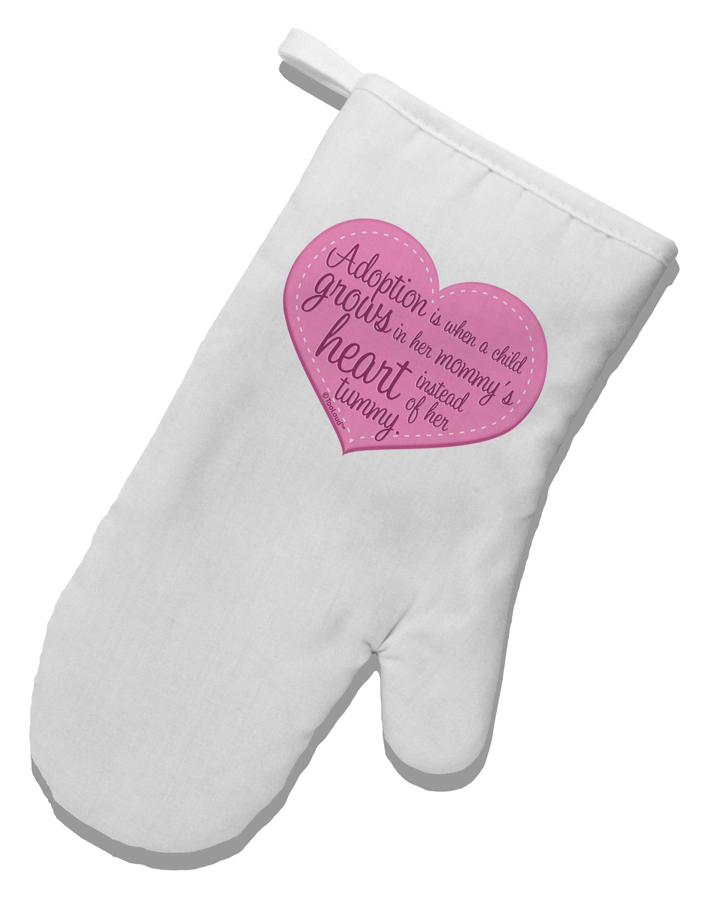 Adoption is When - Mom and Daughter Quote White Printed Fabric Oven Mitt by TooLoud-Oven Mitt-TooLoud-White-Davson Sales