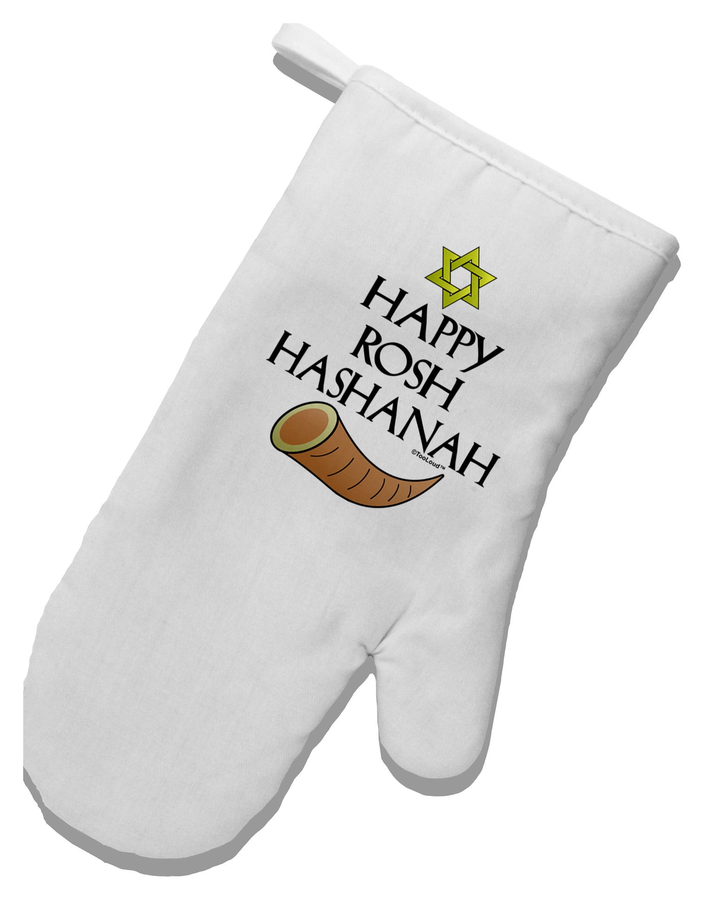 Happy Rosh Hashanah White Printed Fabric Oven Mitt-Oven Mitt-TooLoud-White-Davson Sales