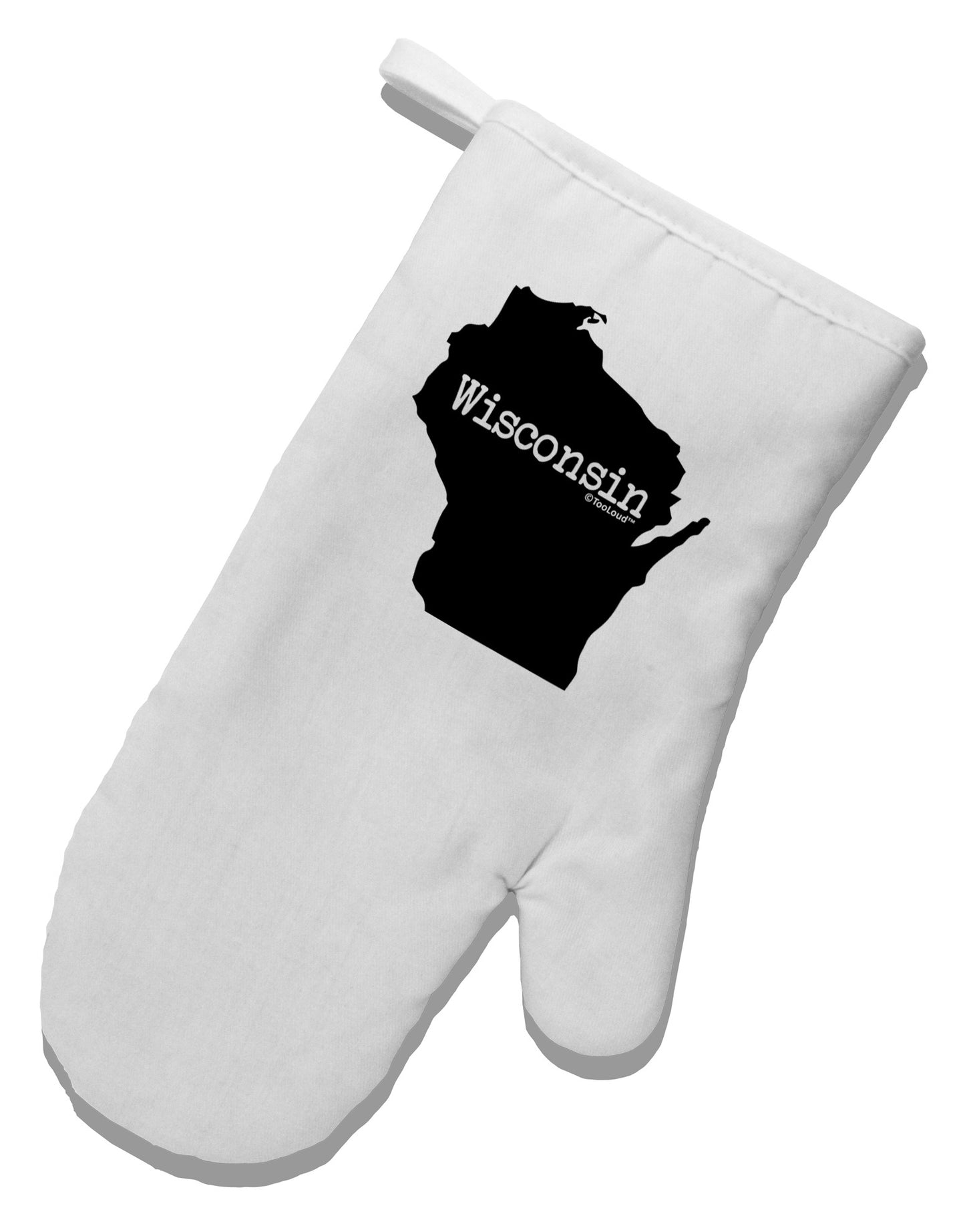 Wisconsin - United States Shape White Printed Fabric Oven Mitt-Oven Mitt-TooLoud-White-Davson Sales
