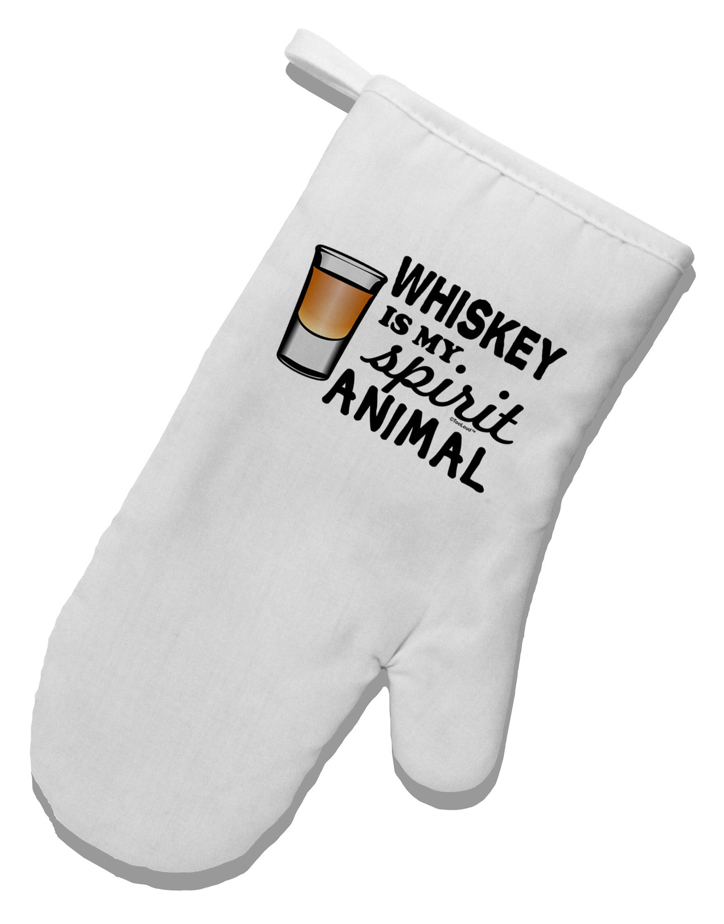 Whiskey Is My Spirit Animal White Printed Fabric Oven Mitt-Oven Mitt-TooLoud-White-Davson Sales