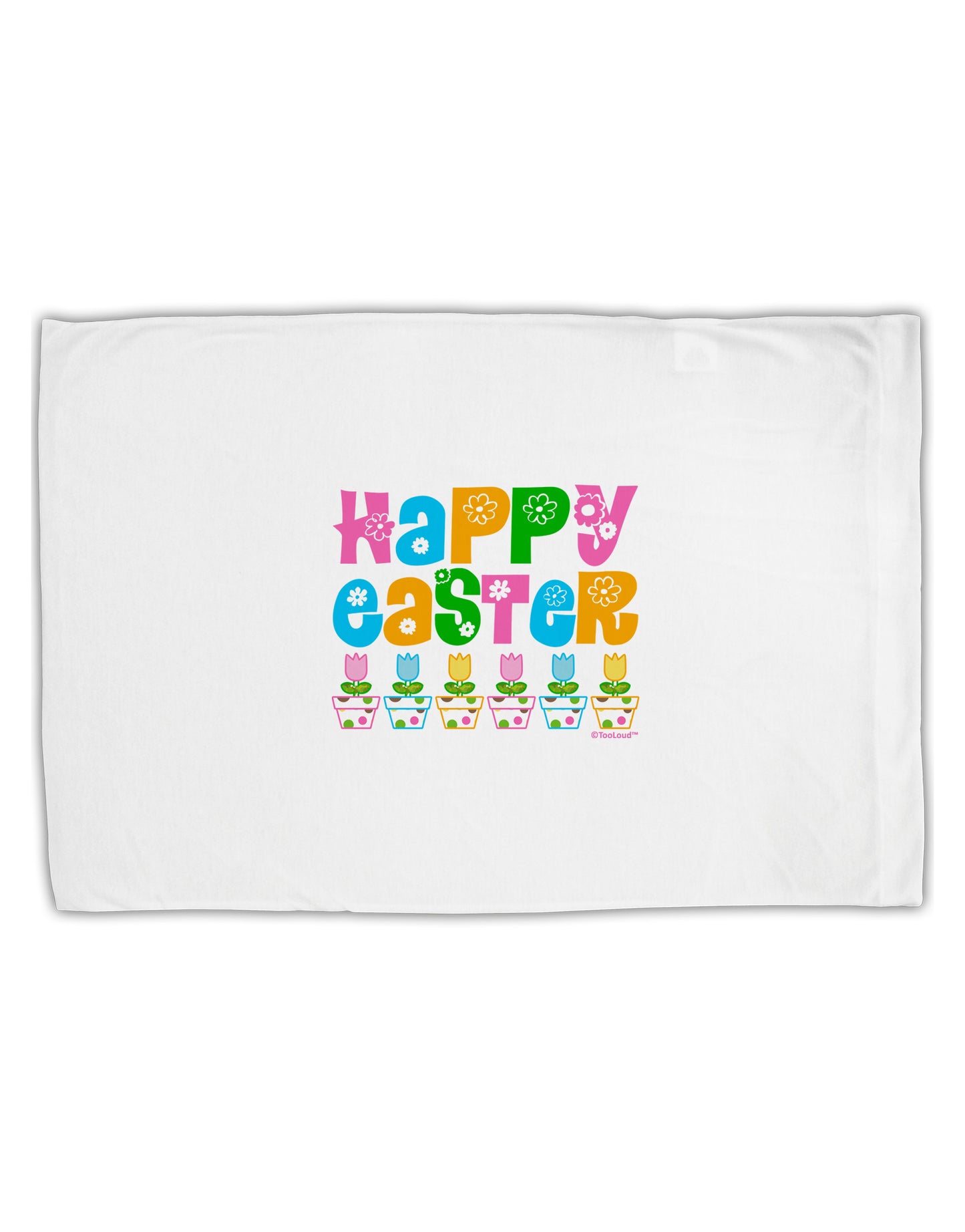 Happy Easter - Tulips Standard Size Polyester Pillow Case by TooLoud-Pillow Case-TooLoud-White-Davson Sales