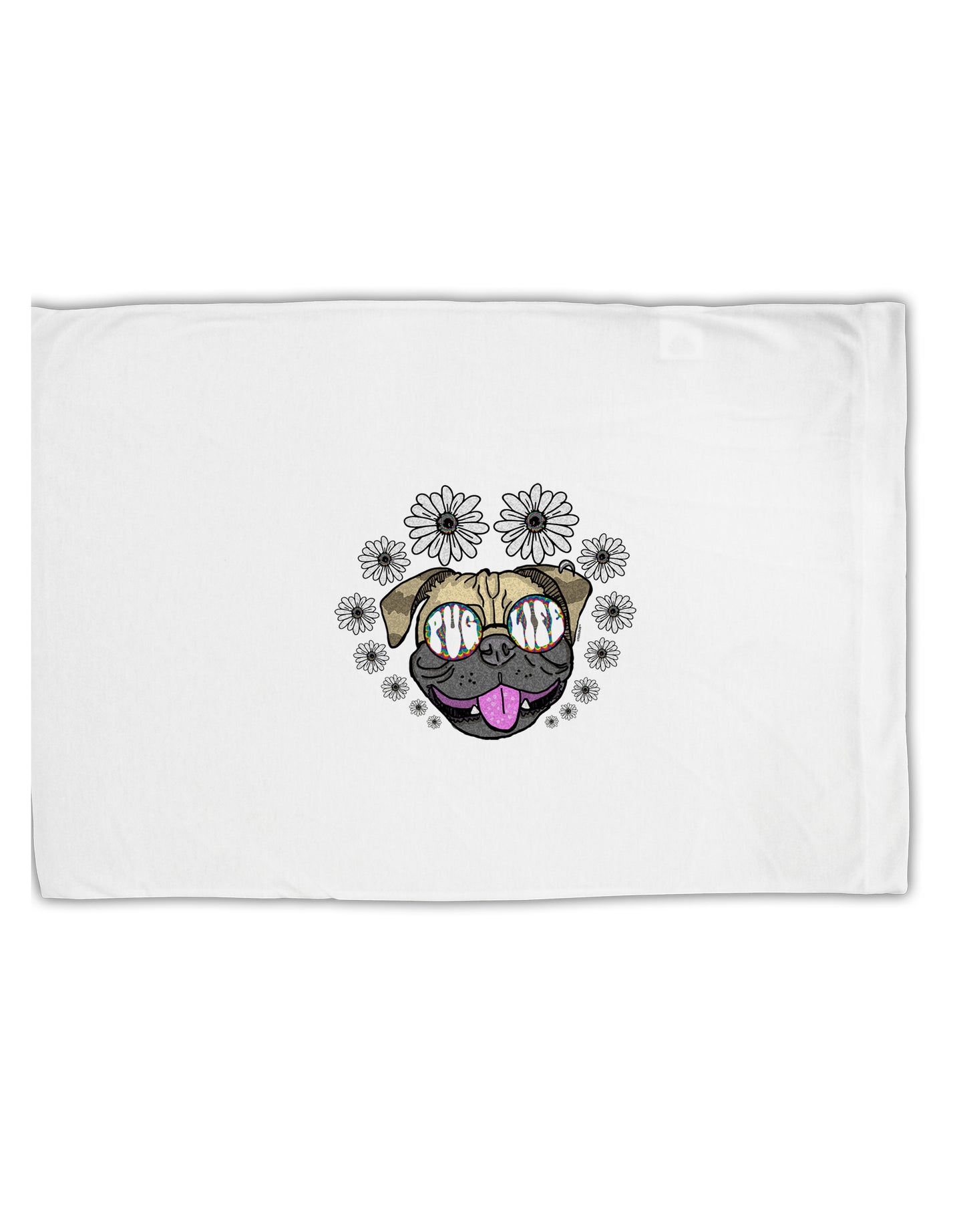 TooLoud Pug Life Hippy Standard Size Polyester Pillow Case-Pillow Case-TooLoud-Davson Sales