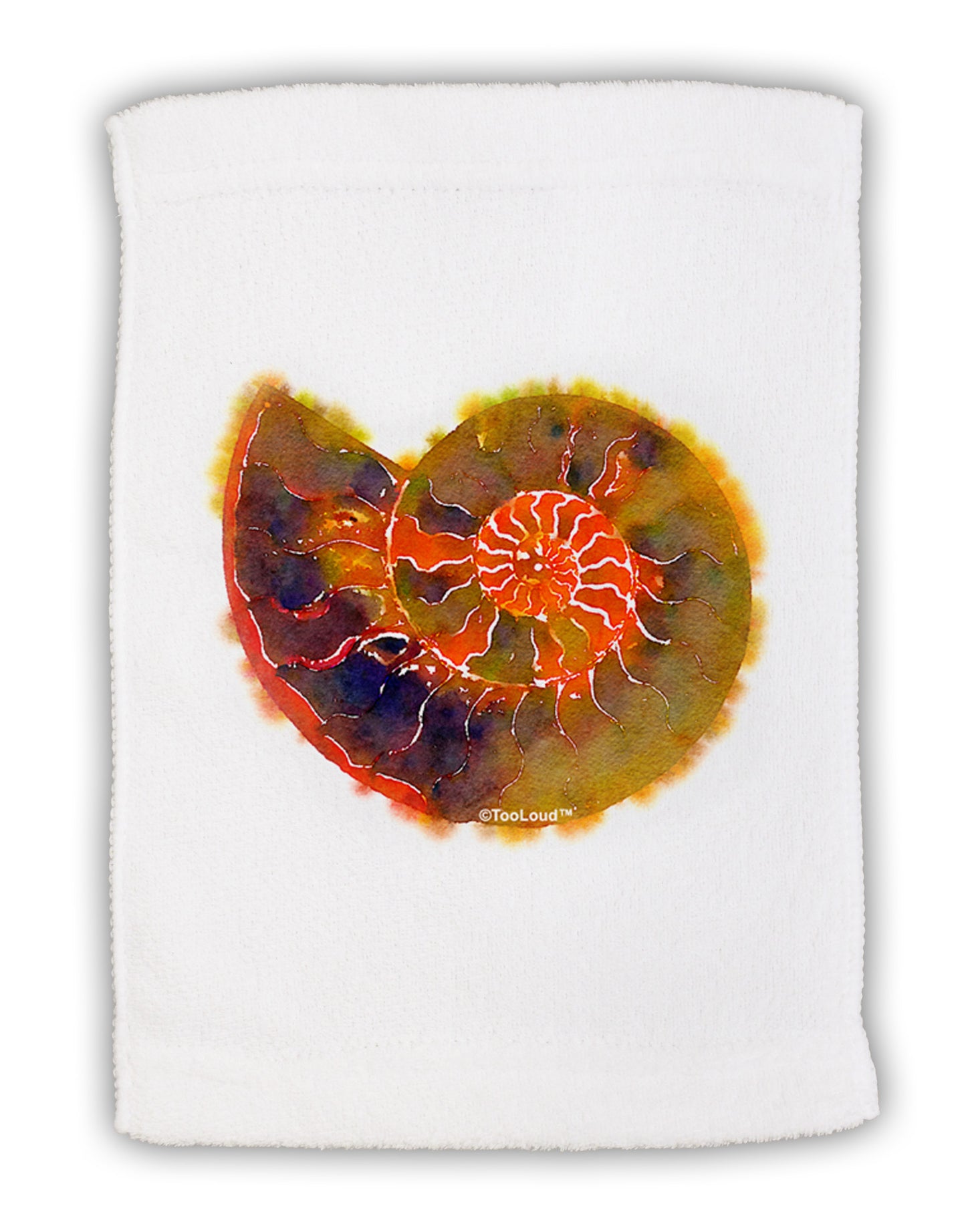 Nautilus Fossil Watercolor Micro Terry Sport Towel 11 x 18 inches-TooLoud-White-Davson Sales