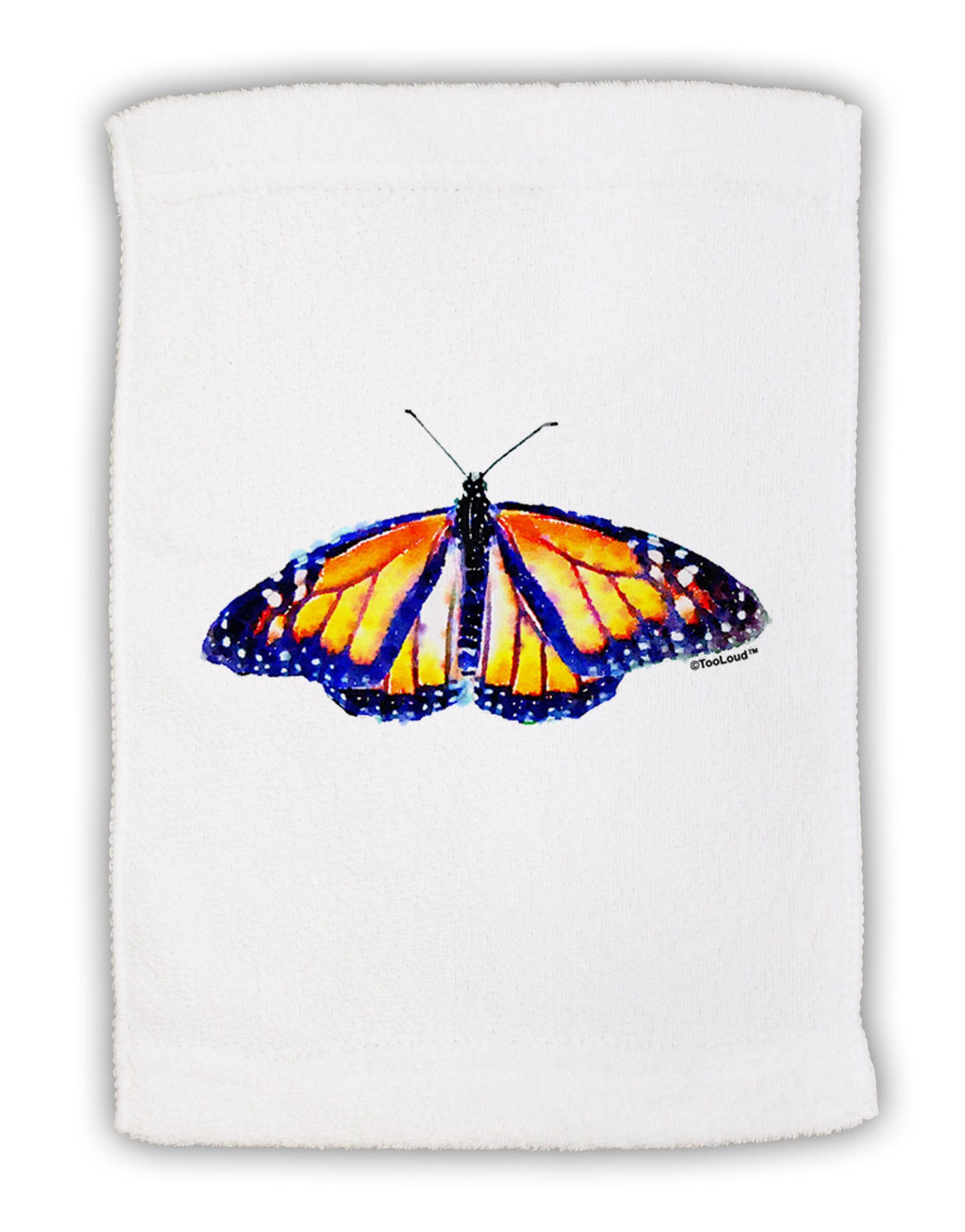 TooLoud Watercolor Monarch Butterfly Micro Terry Sport Towel 11 x 18 inches-TooLoud-White-Davson Sales