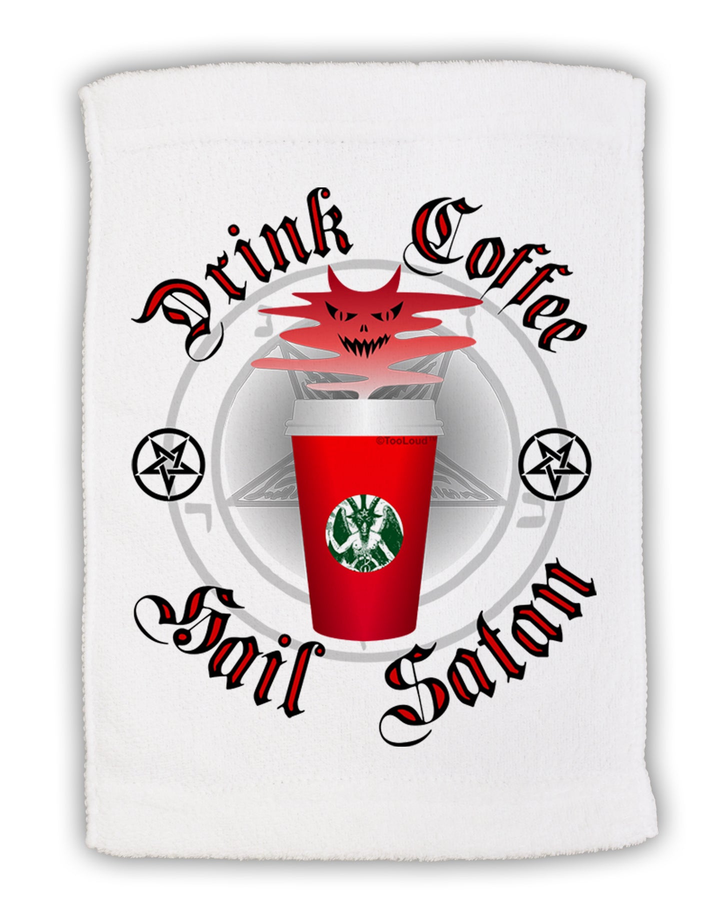 Red Cup Drink Coffee Hail Satan Micro Terry Sport Towel 15 X 22 inches by TooLoud-Sport Towel-TooLoud-White-Davson Sales