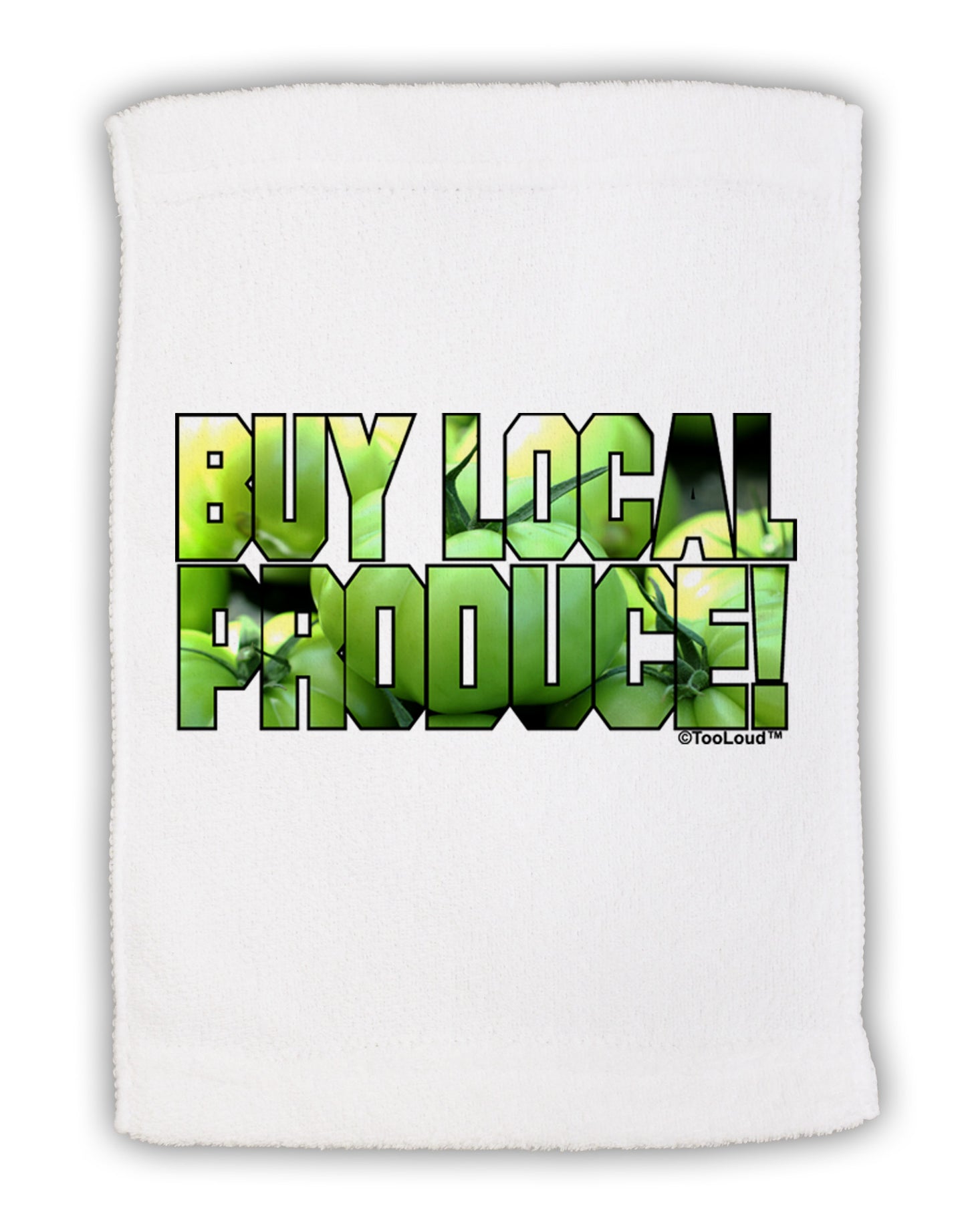 Buy Local - Green Tomatoes Text Micro Terry Sport Towel 11 x 18 inches-TooLoud-White-Davson Sales