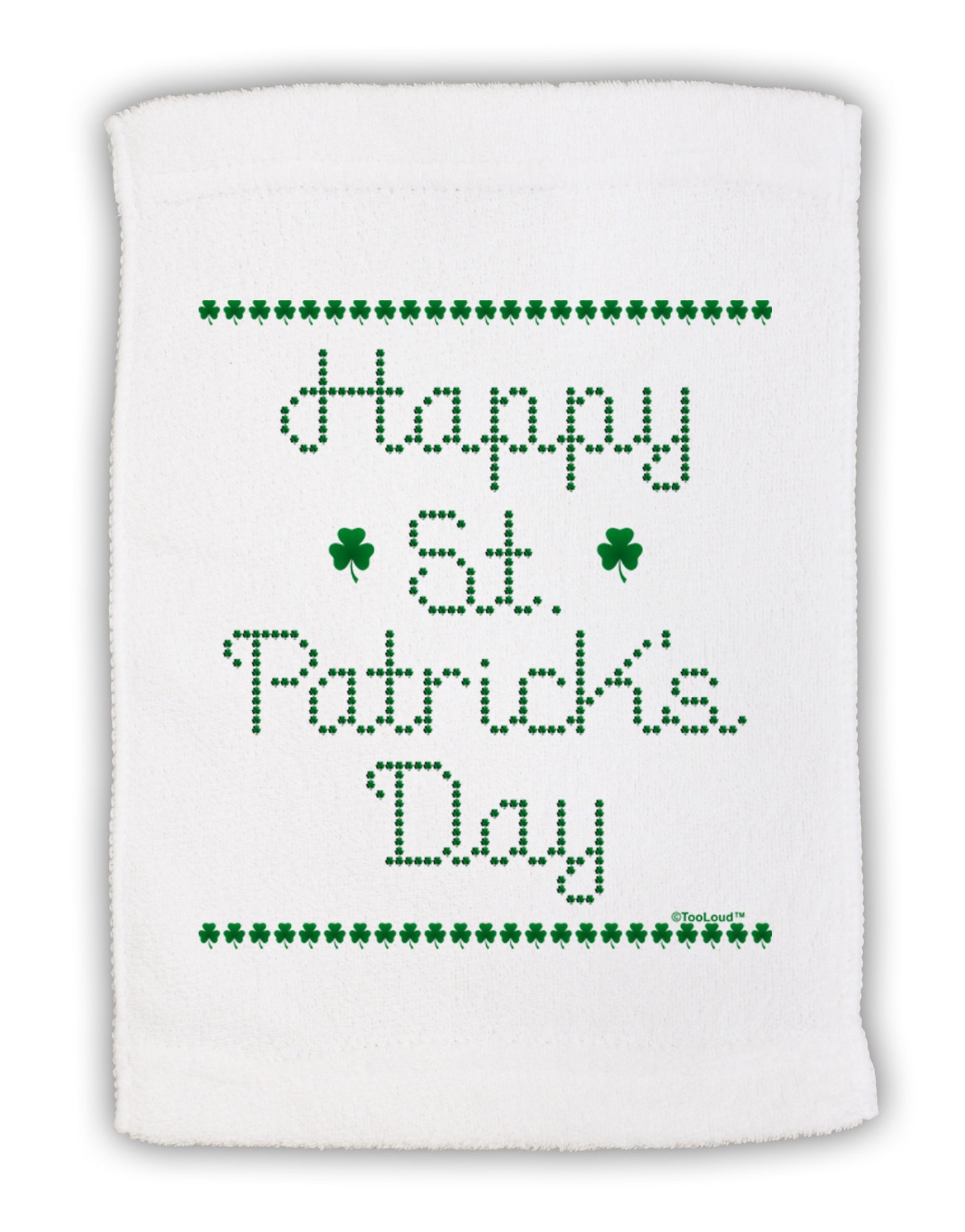 Happy St Patricks Day Clovers Micro Terry Sport Towel 11 x 18 inches-TooLoud-White-Davson Sales