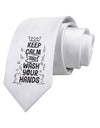 Keep Calm and Wash Your Hands Printed White Neck Tie-Necktie-TooLoud-White-One-Size-Fits-Most-Davson Sales