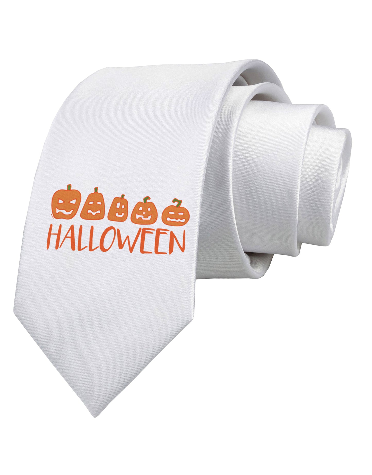Halloween Pumpkins Printed White Neck Tie-Necktie-TooLoud-White-One-Size-Fits-Most-Davson Sales