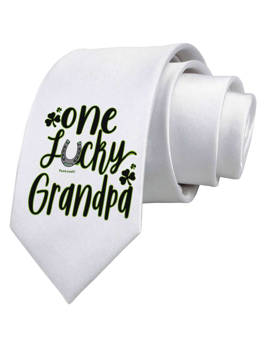 One Lucky Grandpa Shamrock Printed White Neck Tie-Necktie-TooLoud-White-One-Size-Fits-Most-Davson Sales
