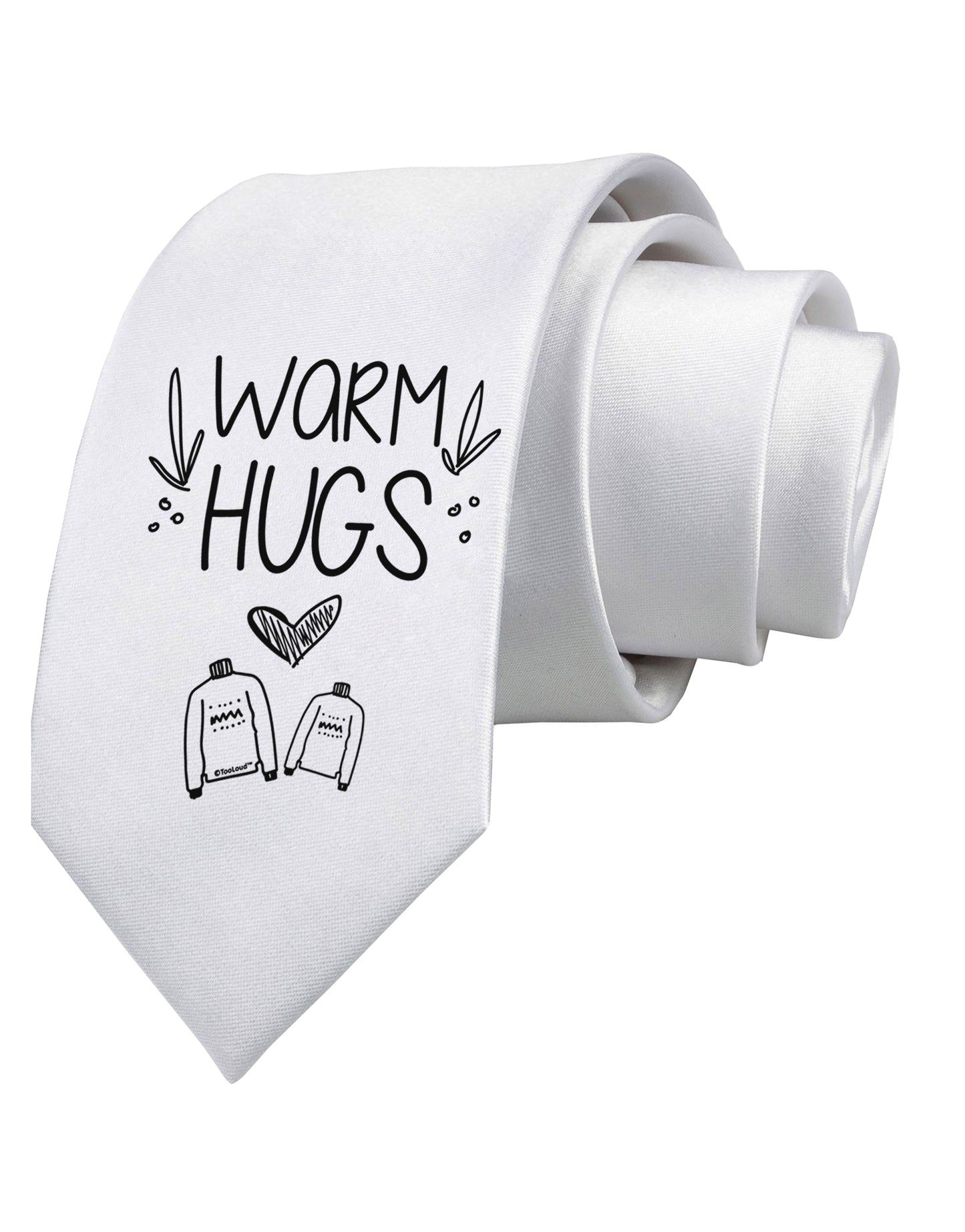 Warm Hugs Printed White Neck Tie-Necktie-TooLoud-White-One-Size-Fits-Most-Davson Sales
