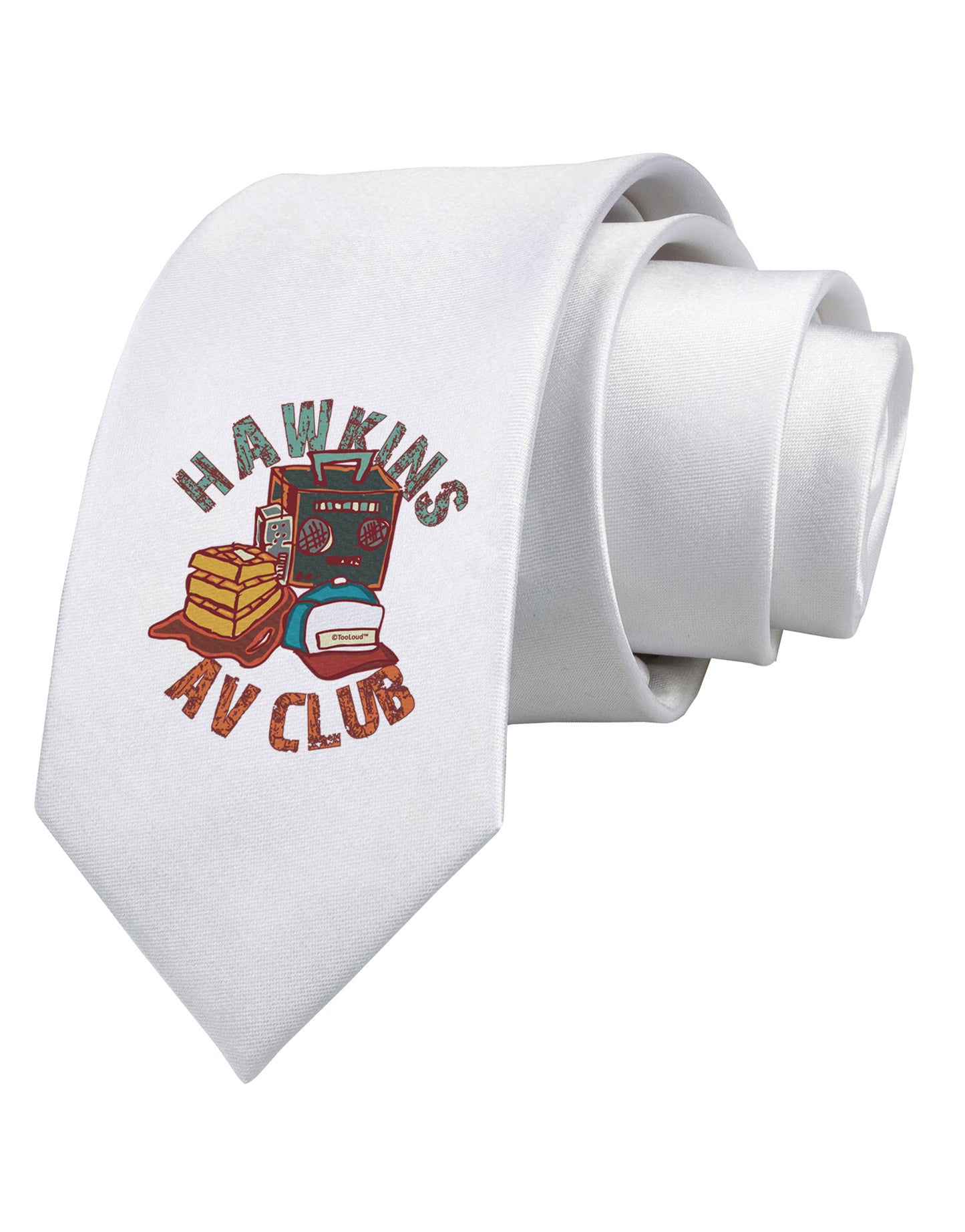 TooLoud Hawkins AV Club Printed White Neck Tie-Necktie-TooLoud-White-One-Size-Fits-Most-Davson Sales