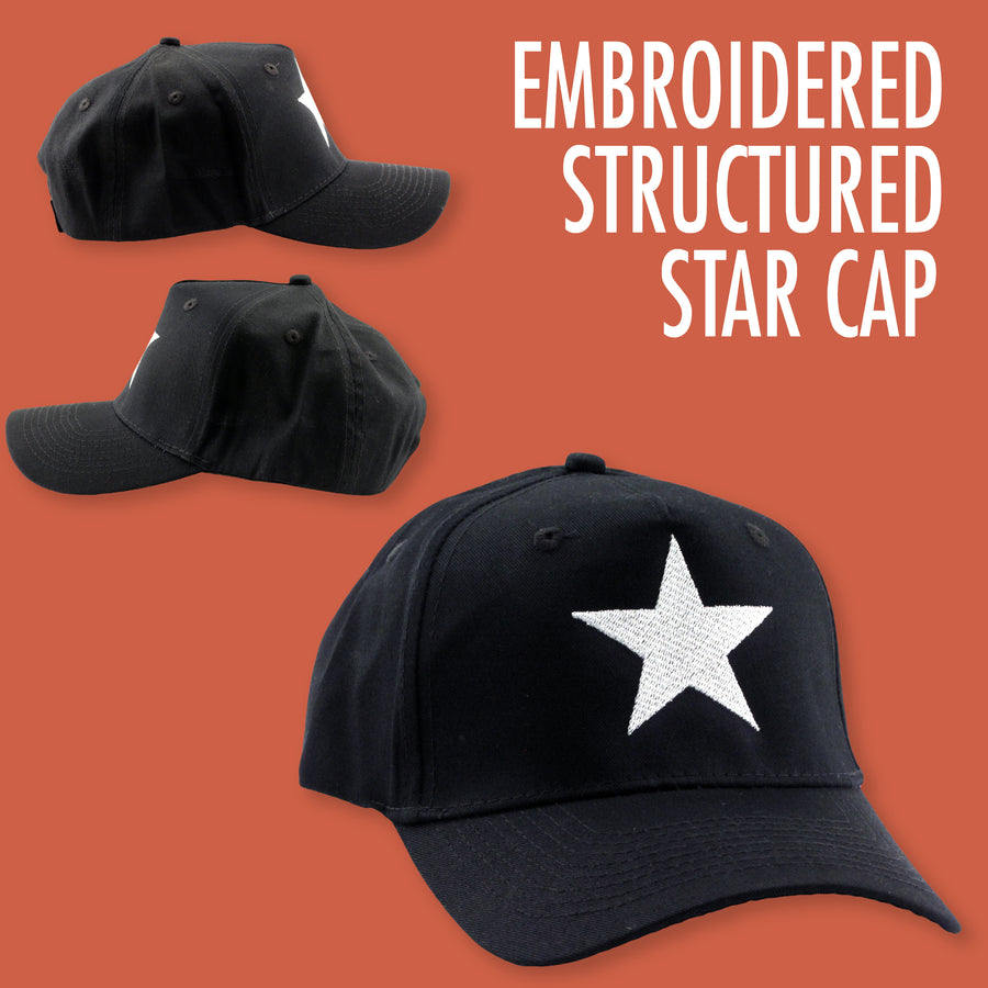 White Star Adult Dark Baseball Cap Hat, Dad Hat-Baseball Cap-TooLoud-Black-One Size-Davson Sales