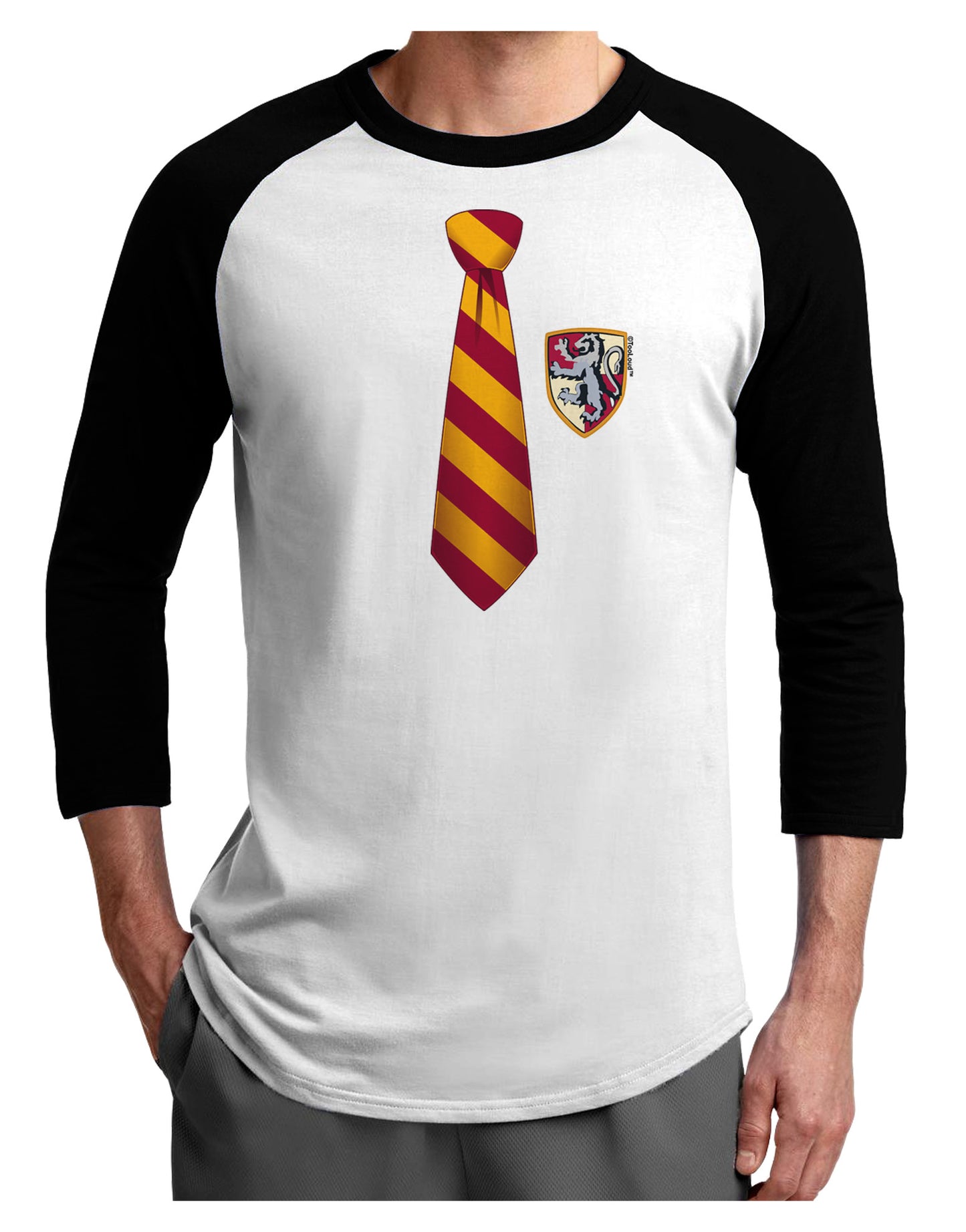 Wizard Tie Red and Yellow Adult Raglan Shirt-TooLoud-White-Black-X-Small-Davson Sales