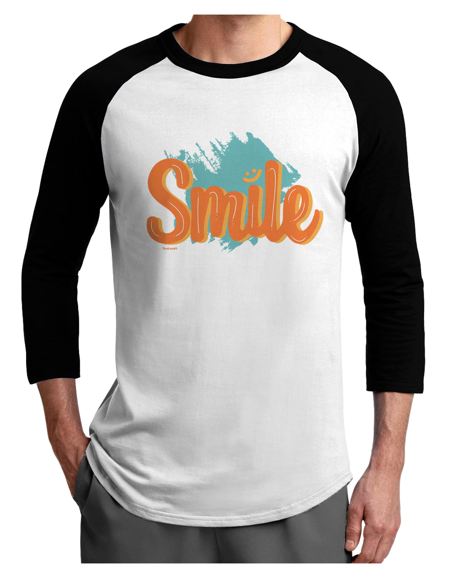 Smile Adult Raglan Shirt-Mens T-Shirt-TooLoud-White-Black-X-Small-Davson Sales