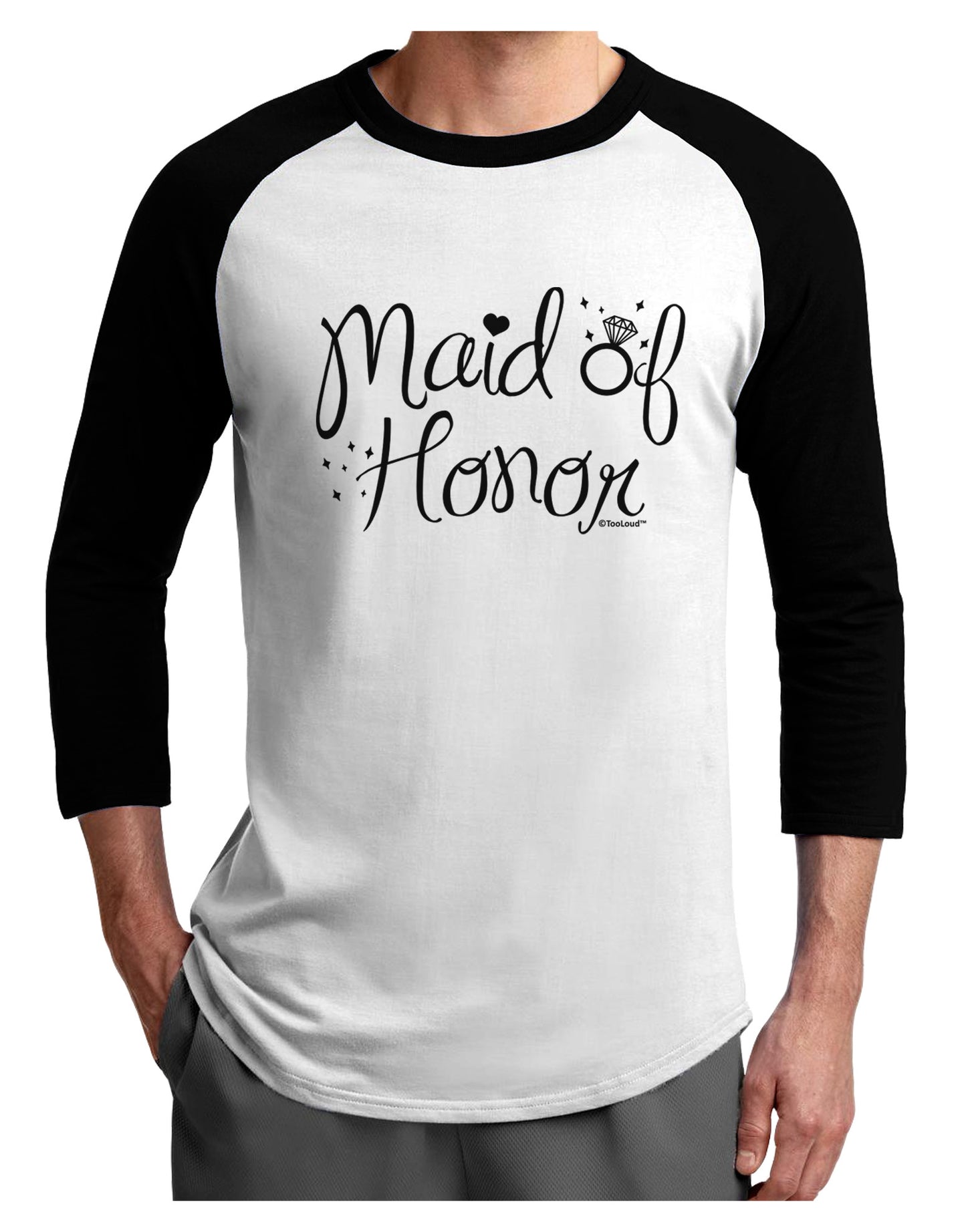 Maid of Honor - Diamond Ring Design Adult Raglan Shirt-TooLoud-White-Black-X-Small-Davson Sales