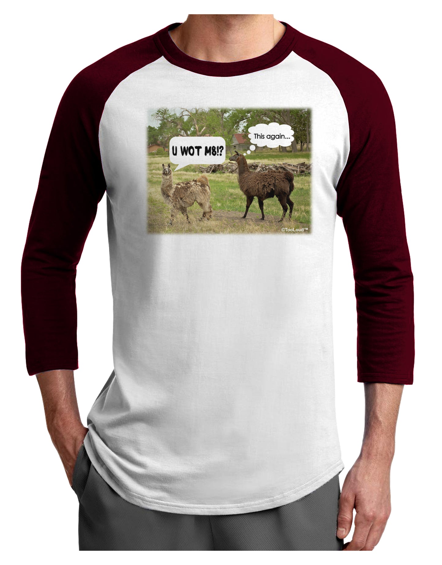 Angry Standing Llamas Adult Raglan Shirt by TooLoud-TooLoud-White-Cardinal-X-Small-Davson Sales