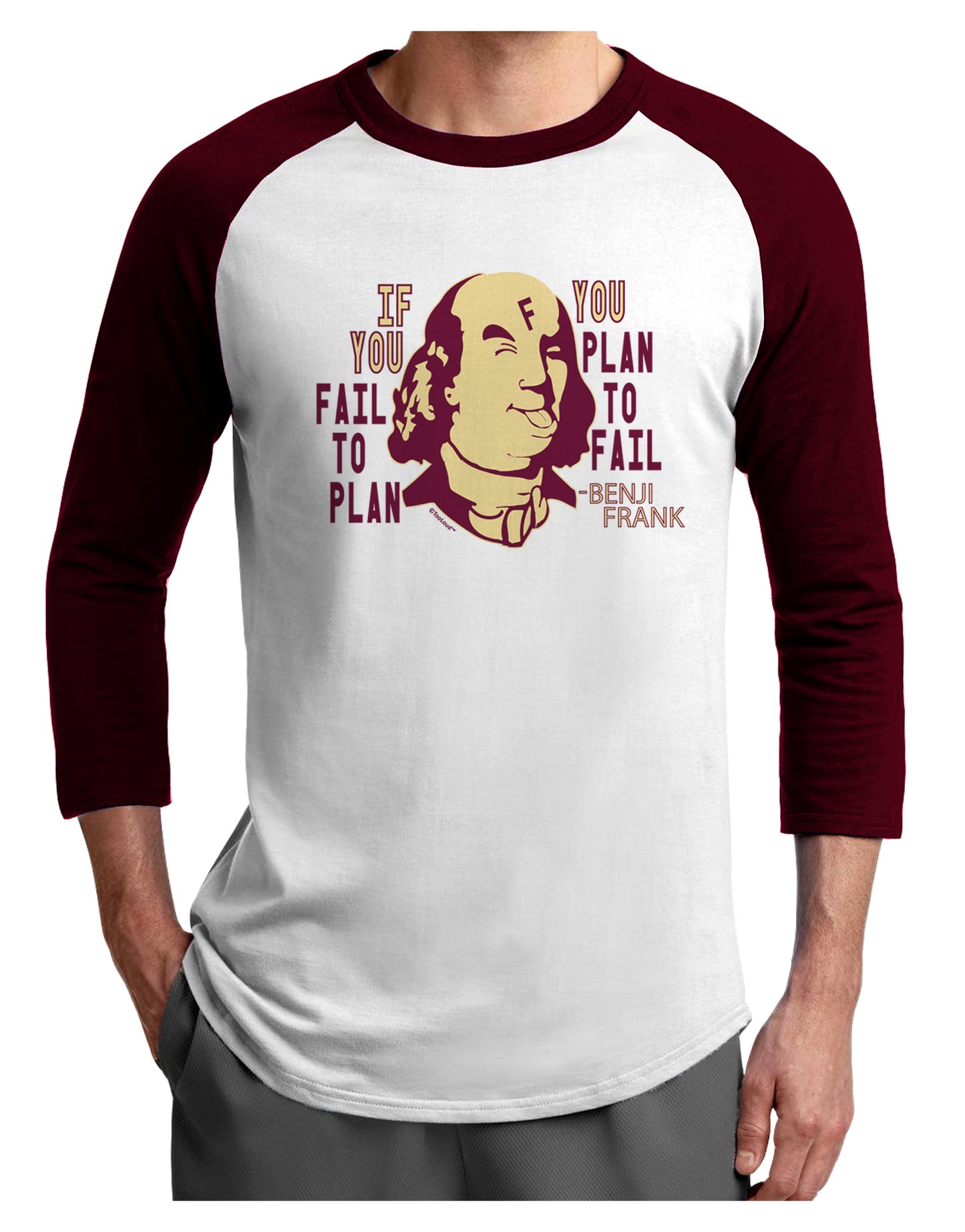 If you Fail to Plan, you Plan to Fail-Benjamin Franklin Adult Raglan Shirt-Mens T-Shirt-TooLoud-White-Cardinal-X-Small-Davson Sales