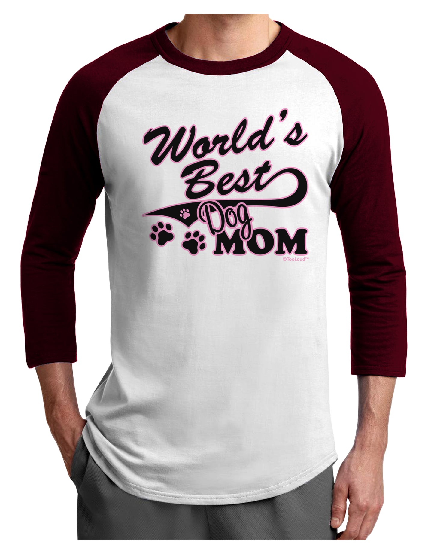 World's Best Dog Mom Adult Raglan Shirt by TooLoud-TooLoud-White-Cardinal-X-Small-Davson Sales