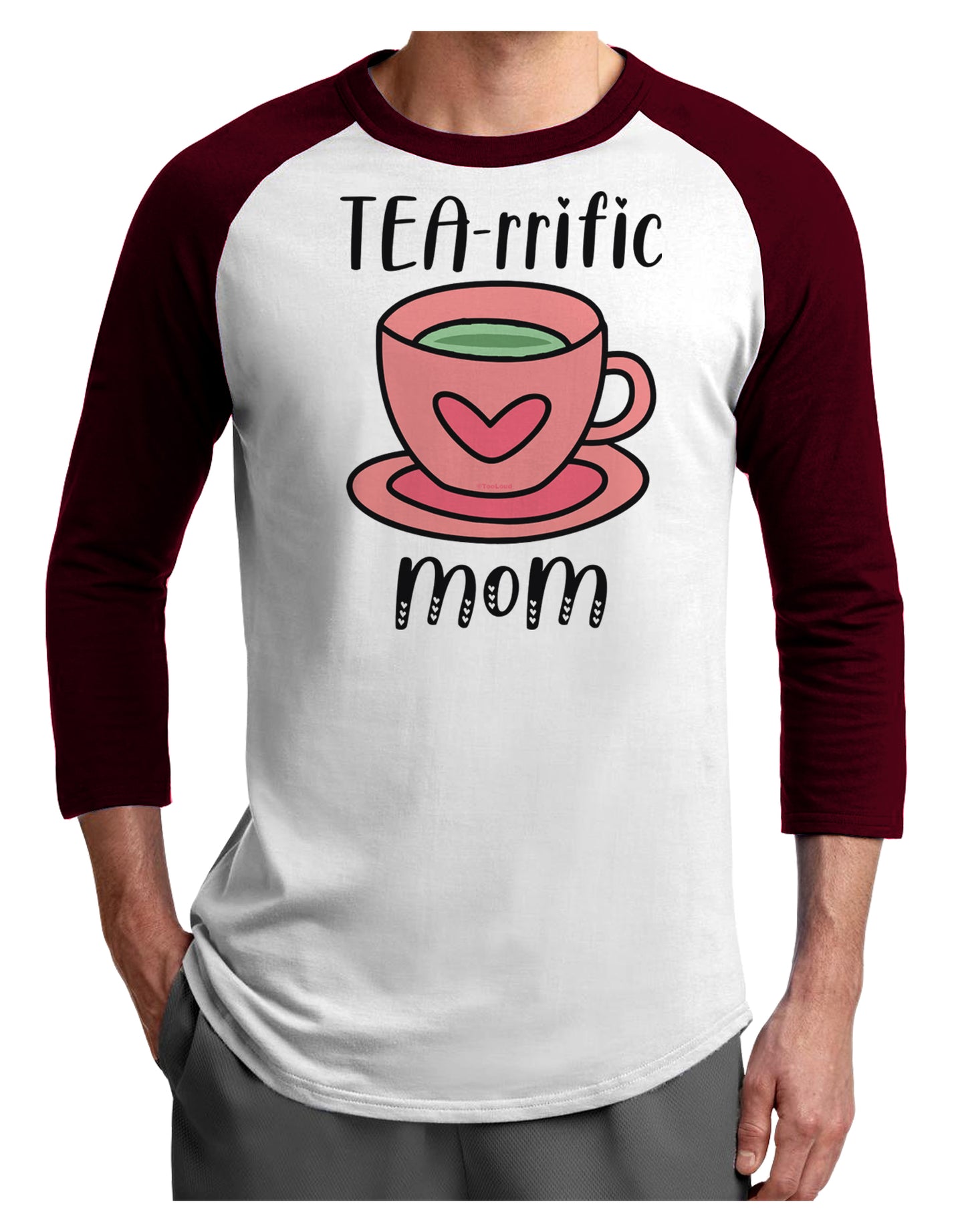 TEA-RRIFIC Mom Adult Raglan Shirt-Mens T-Shirt-TooLoud-White-Cardinal-X-Small-Davson Sales