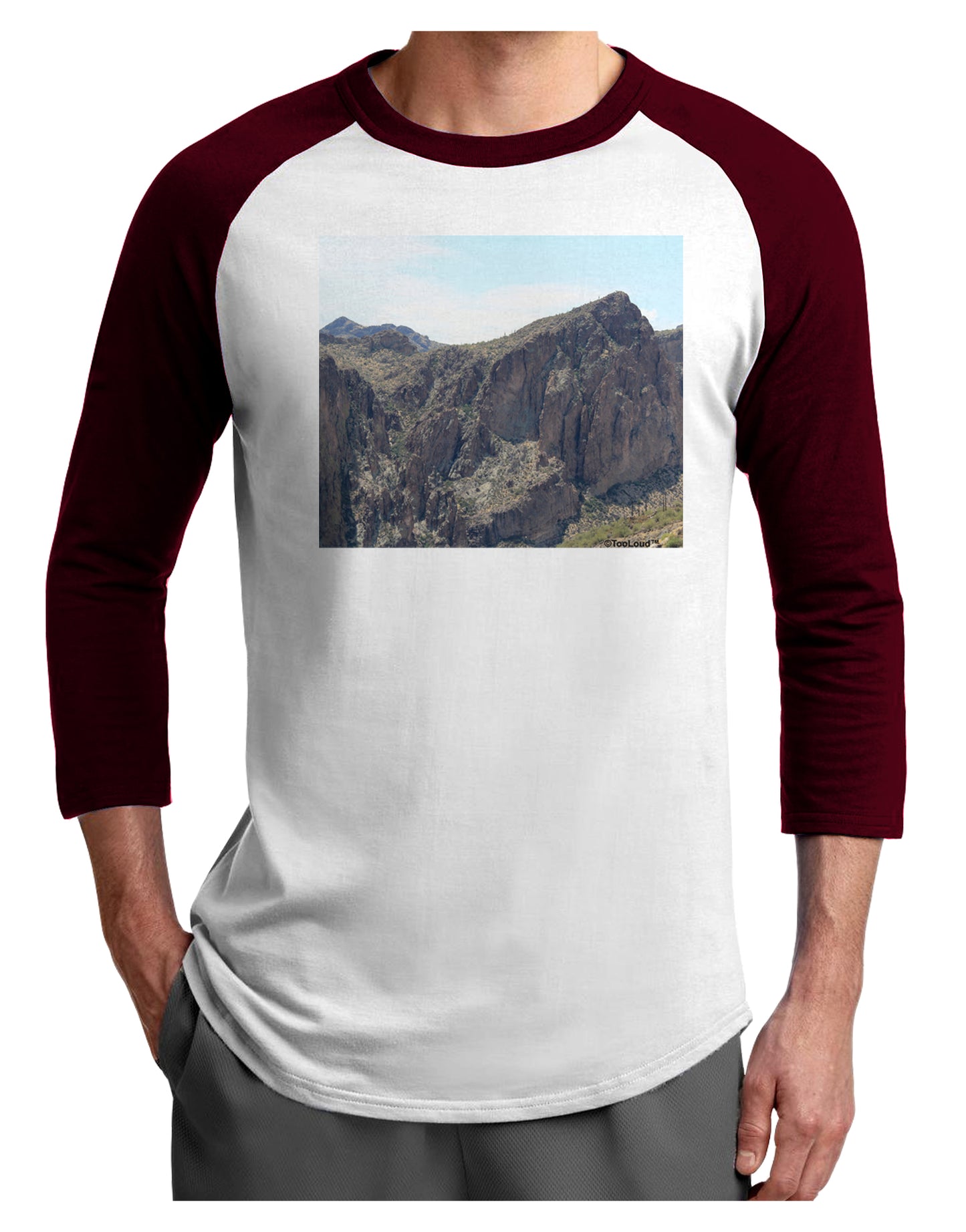 Arizona Saguaro Lake Mountains Adult Raglan Shirt-Raglan Shirt-TooLoud-White-Cardinal-X-Small-Davson Sales