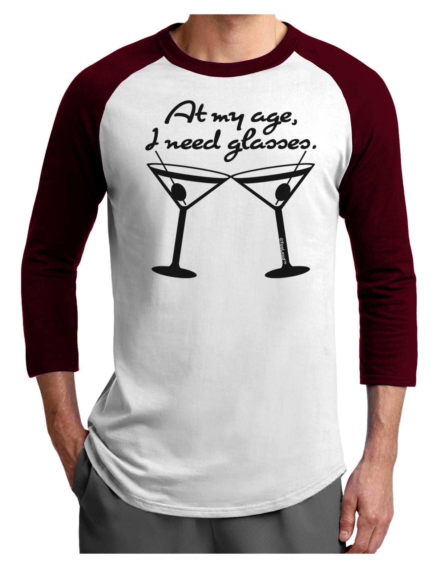 At My Age I Need Glasses - Martini Adult Raglan Shirt by TooLoud-TooLoud-White-Cardinal-X-Small-Davson Sales