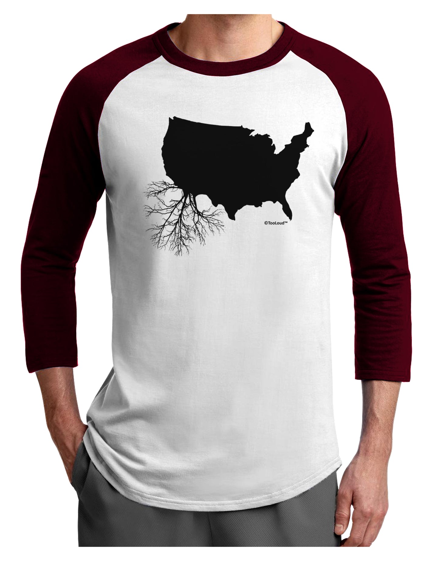 American Roots Design Adult Raglan Shirt by TooLoud-TooLoud-White-Cardinal-X-Small-Davson Sales