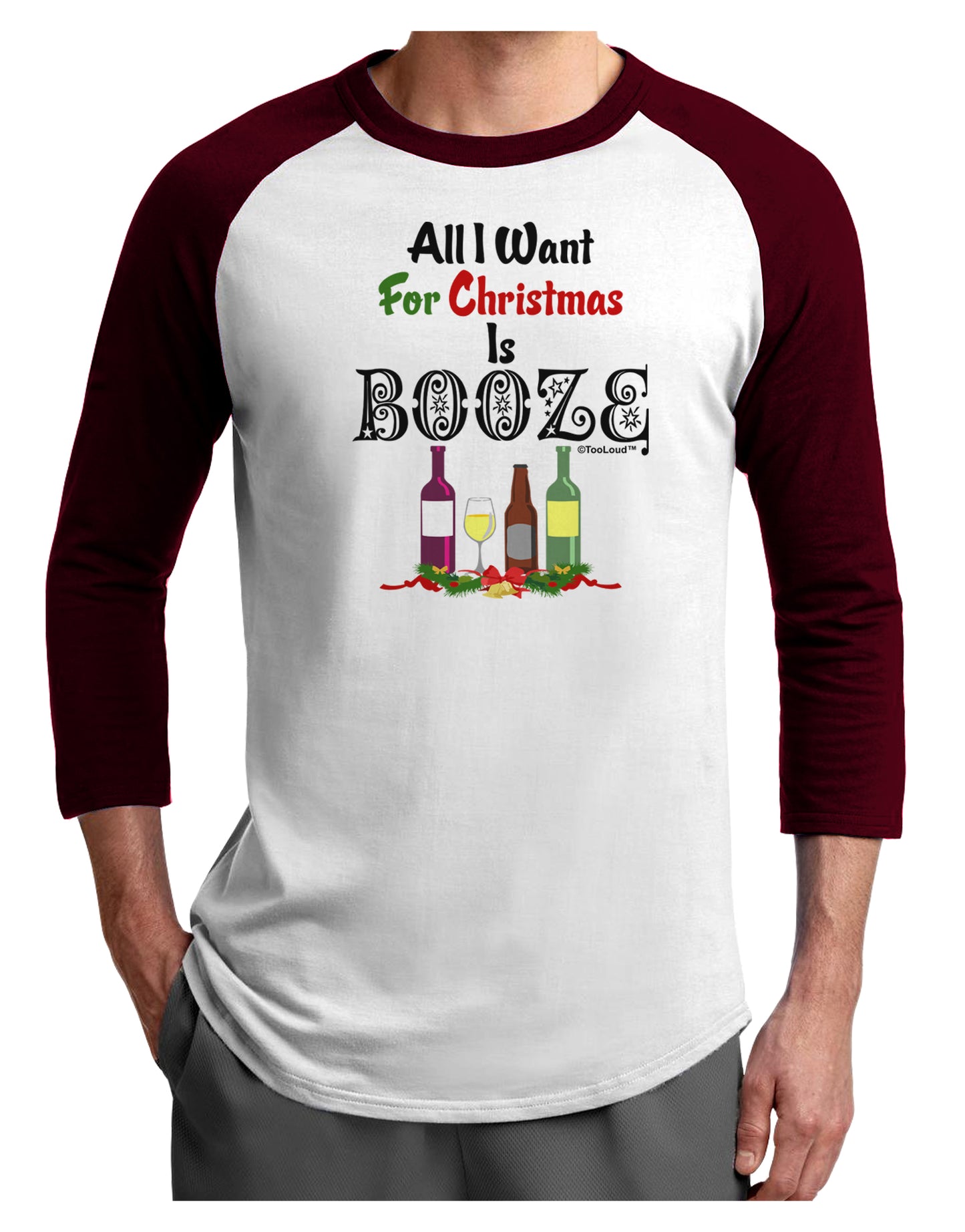 All I Want Is Booze Adult Raglan Shirt-Raglan Shirt-TooLoud-White-Cardinal-X-Small-Davson Sales