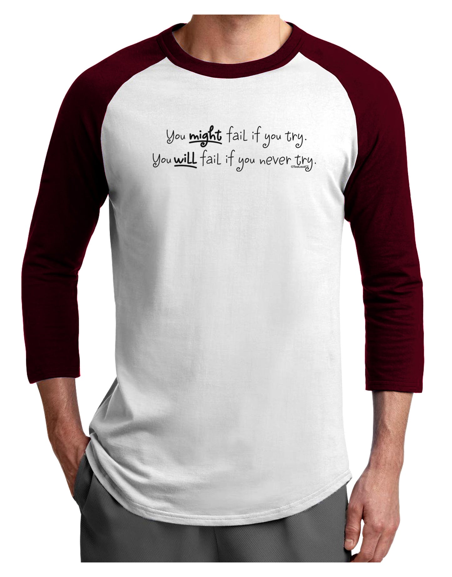 You Might Fail - Inspirational Words Adult Raglan Shirt-Raglan Shirt-TooLoud-White-Cardinal-X-Small-Davson Sales