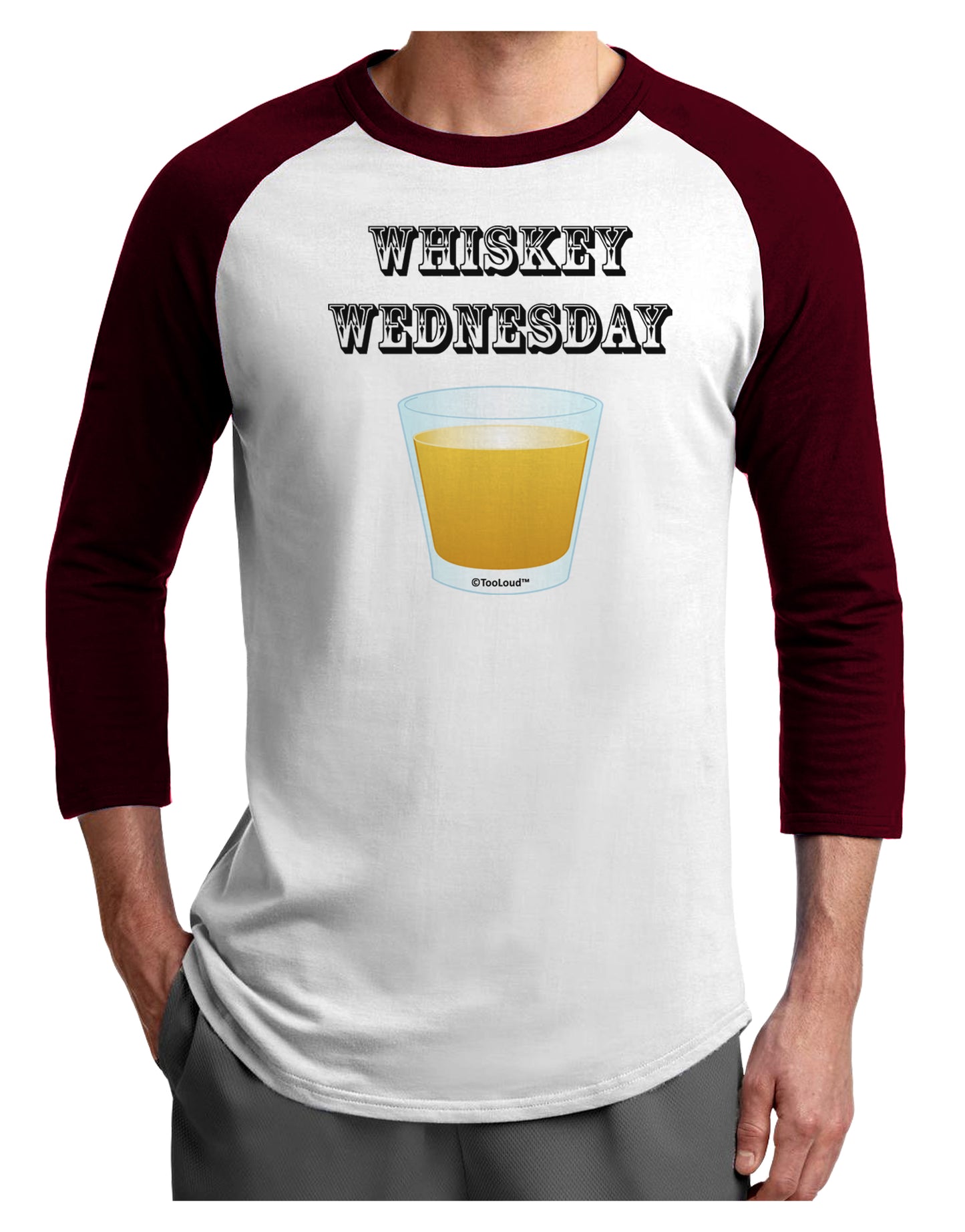 Whiskey Wednesday Design - Text Adult Raglan Shirt by TooLoud-TooLoud-White-Cardinal-X-Small-Davson Sales