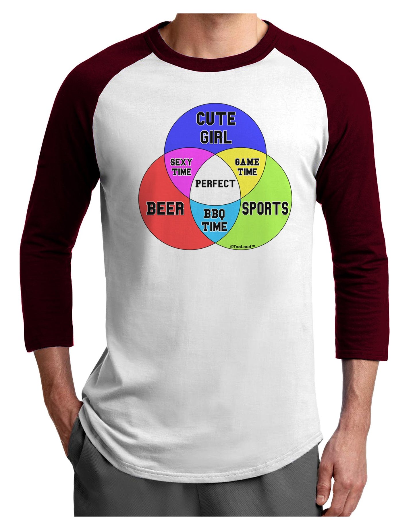 Beer Girl and Sports Diagram Adult Raglan Shirt-TooLoud-White-Cardinal-XXX-Large-Davson Sales