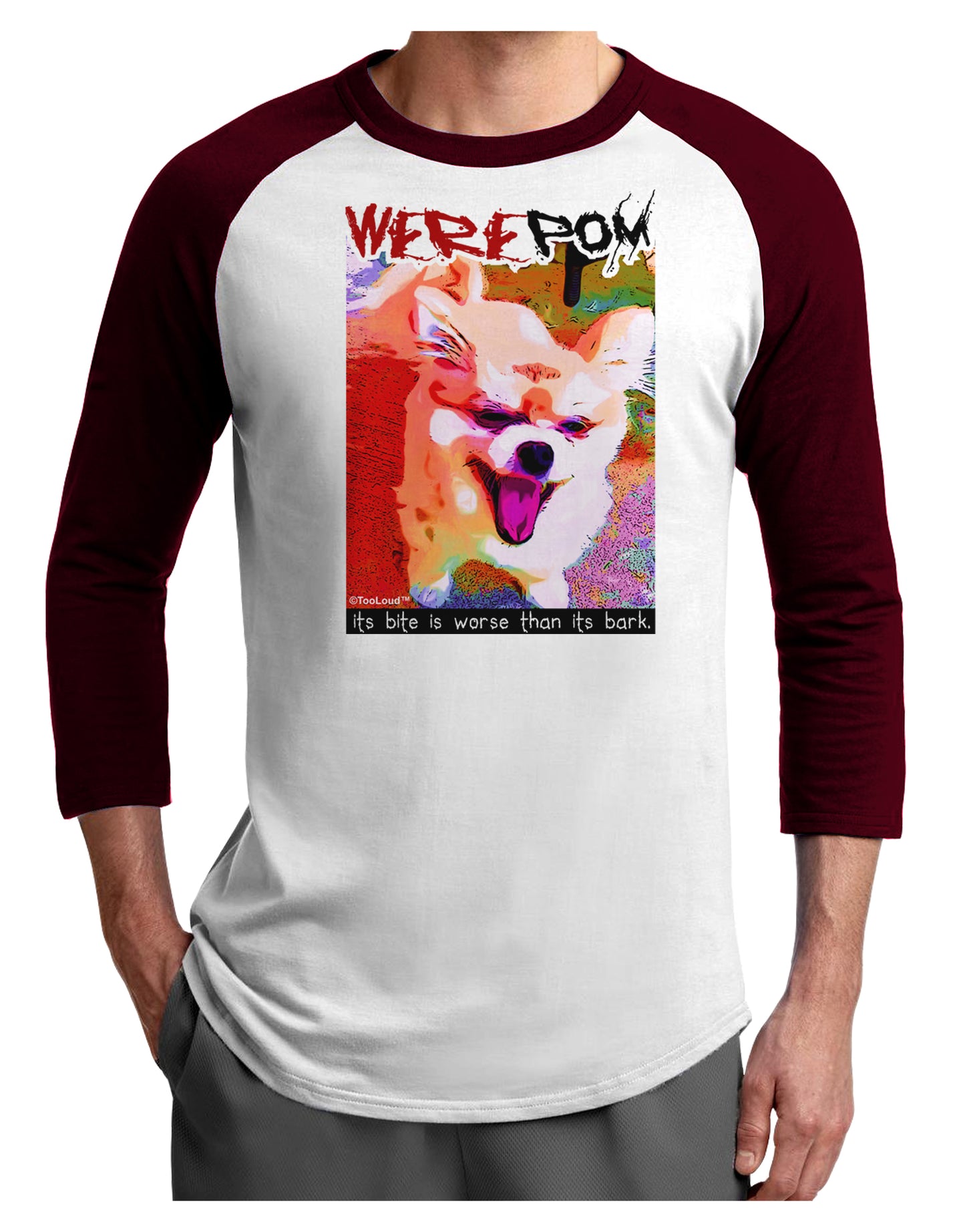 WerePom - Werewolf Pomeranian Adult Raglan Shirt by TooLoud-TooLoud-White-Cardinal-X-Small-Davson Sales