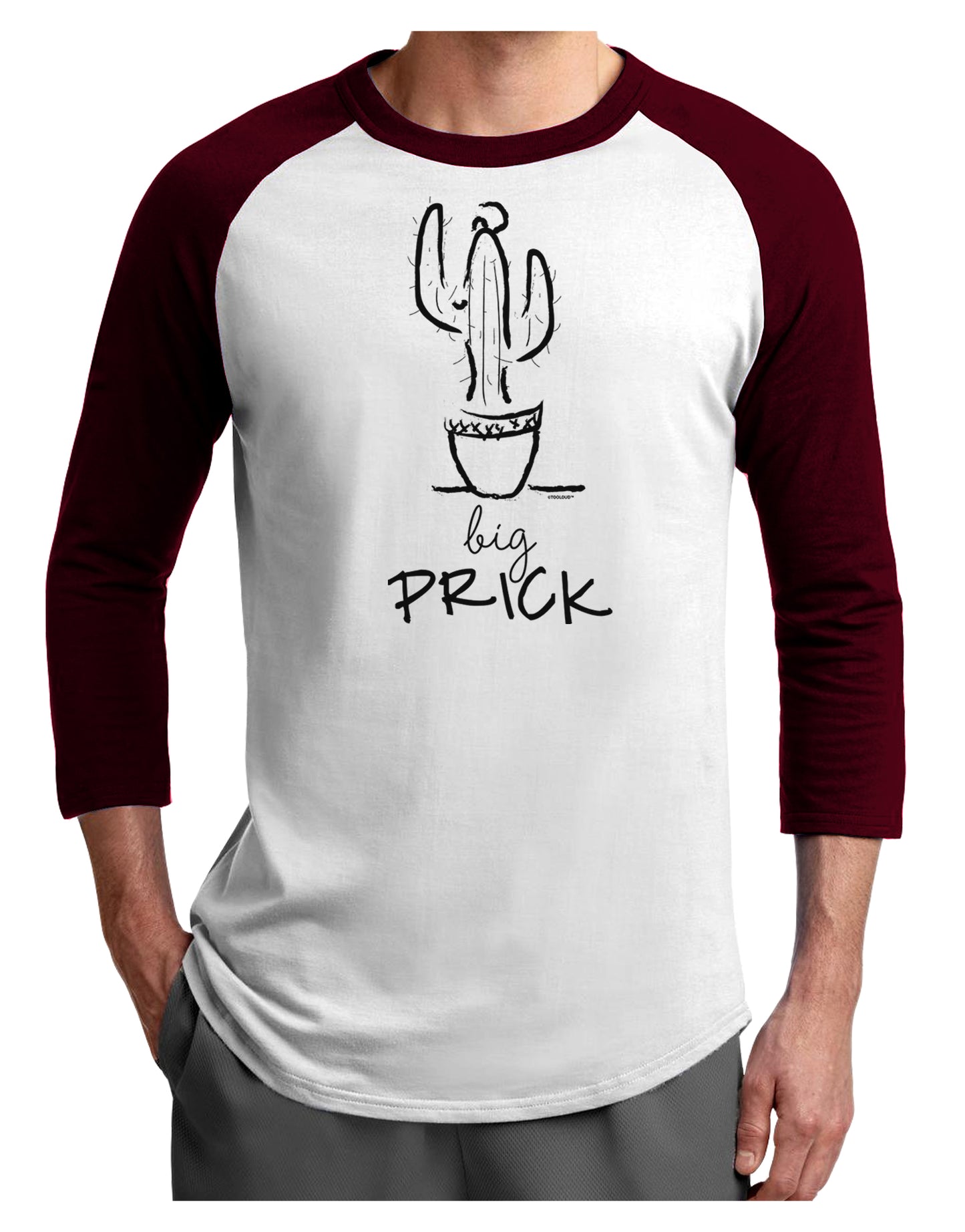 TooLoud Big Prick Adult Raglan Shirt-Mens-Tshirts-TooLoud-White-Cardinal-X-Small-Davson Sales