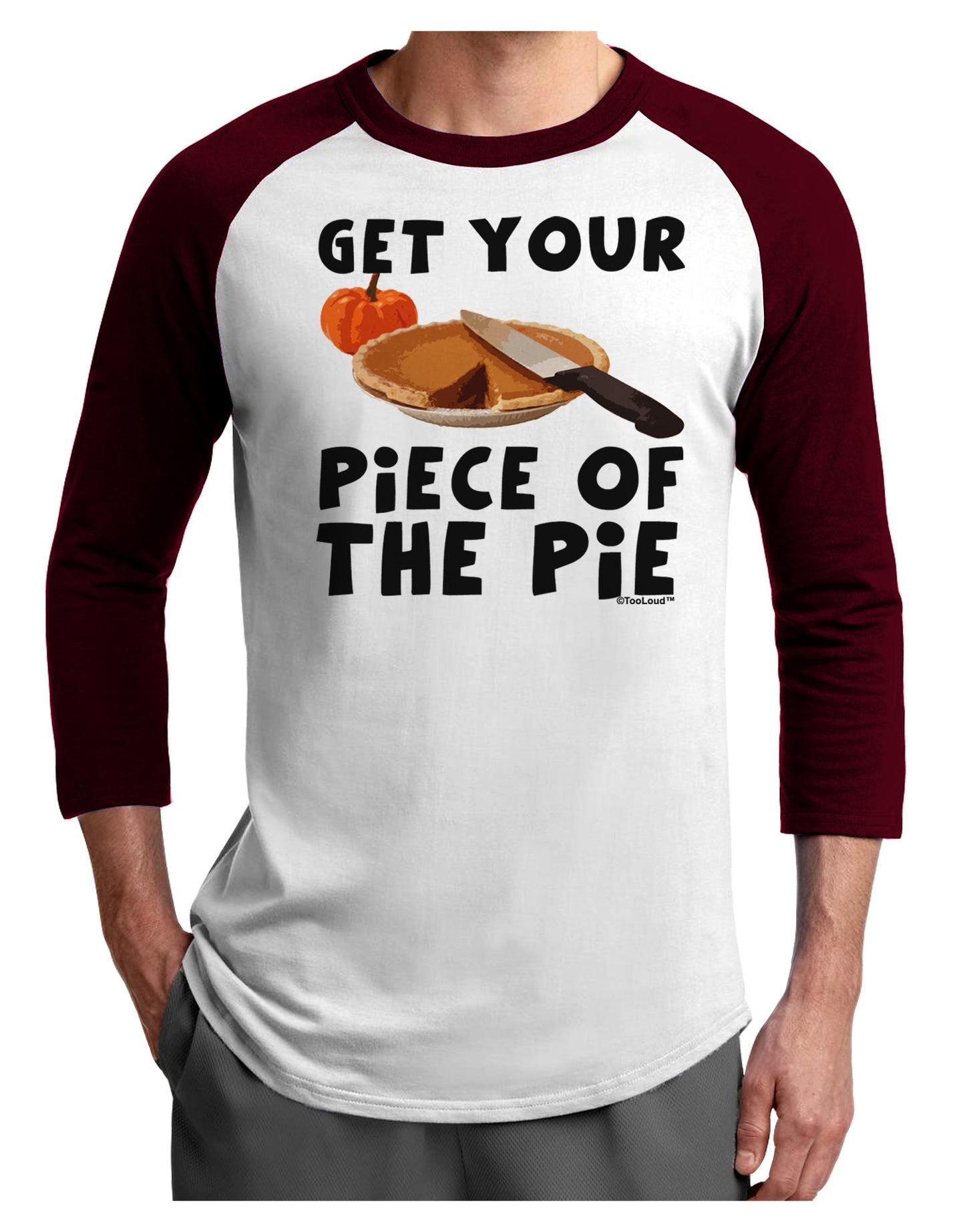Get Your Piece Adult Raglan Shirt-TooLoud-White-Cardinal-X-Small-Davson Sales