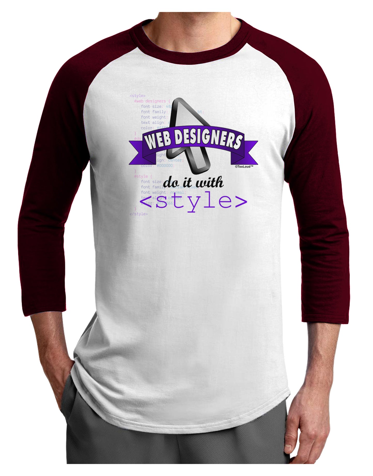 Web Designers - Style Adult Raglan Shirt-Raglan Shirt-TooLoud-White-Cardinal-X-Small-Davson Sales