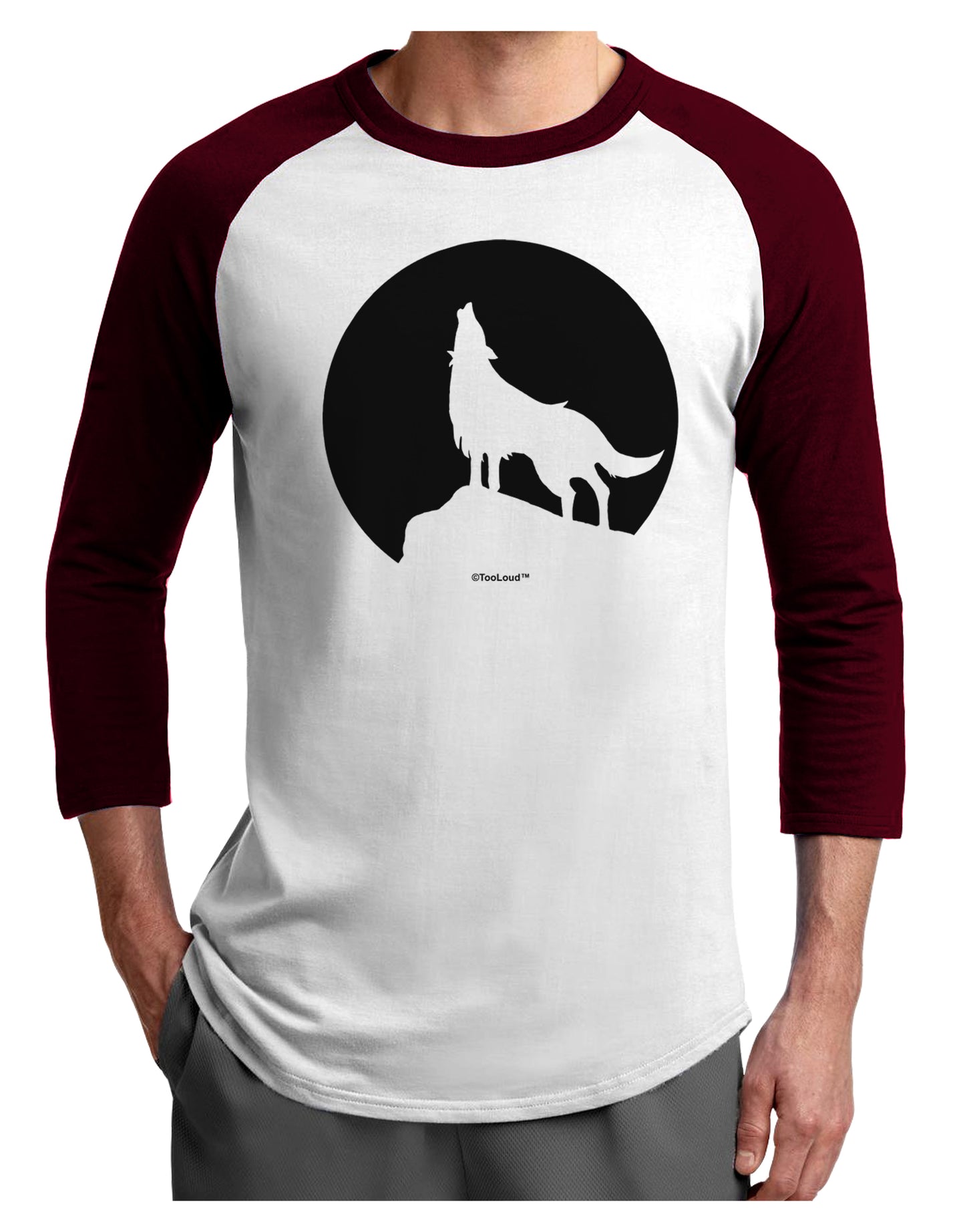 Wolf Howling at the Moon - Design #1 Adult Raglan Shirt by TooLoud-TooLoud-White-Cardinal-X-Small-Davson Sales