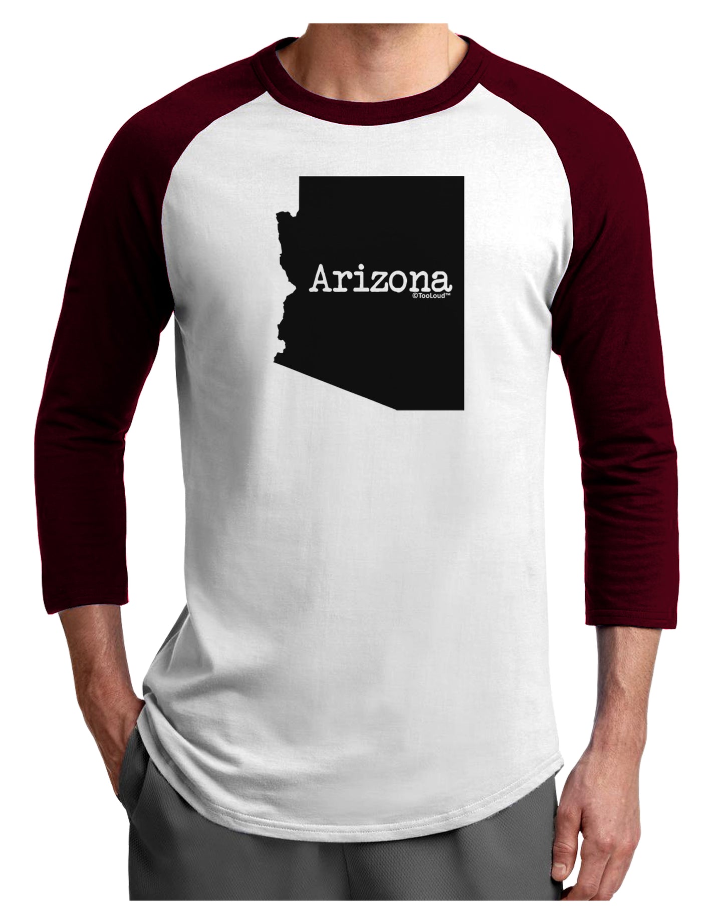 Arizona - United States Shape Adult Raglan Shirt by TooLoud-TooLoud-White-Cardinal-X-Small-Davson Sales