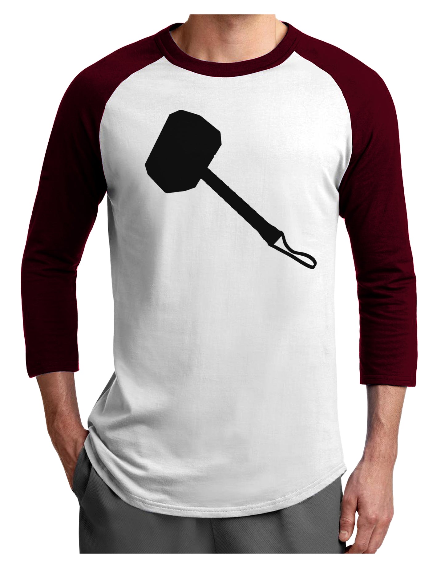 Thors Hammer Nordic Runes Lucky Odin Mjolnir Valhalla Adult Raglan Shirt by TooLoud-TooLoud-White-Cardinal-X-Small-Davson Sales