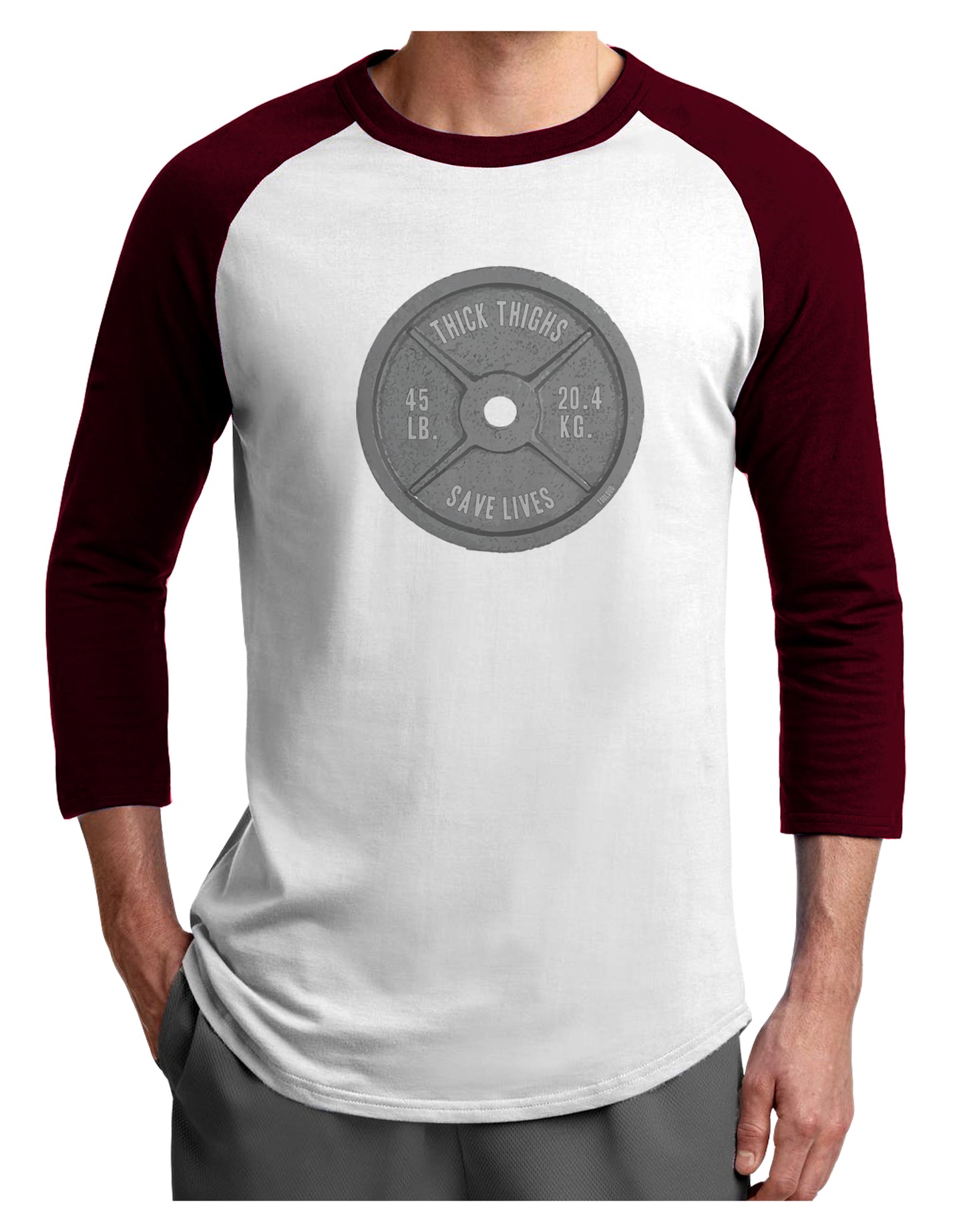 Funny Workout Weight Training Thick Thighs Save Lives Adult Raglan Shirt by TooLoud-TooLoud-White-Cardinal-X-Small-Davson Sales