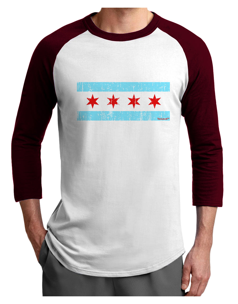 Distressed Chicago Flag Design Adult Raglan Shirt by TooLoud-Raglan Shirt-TooLoud-White-Black-X-Small-Davson Sales