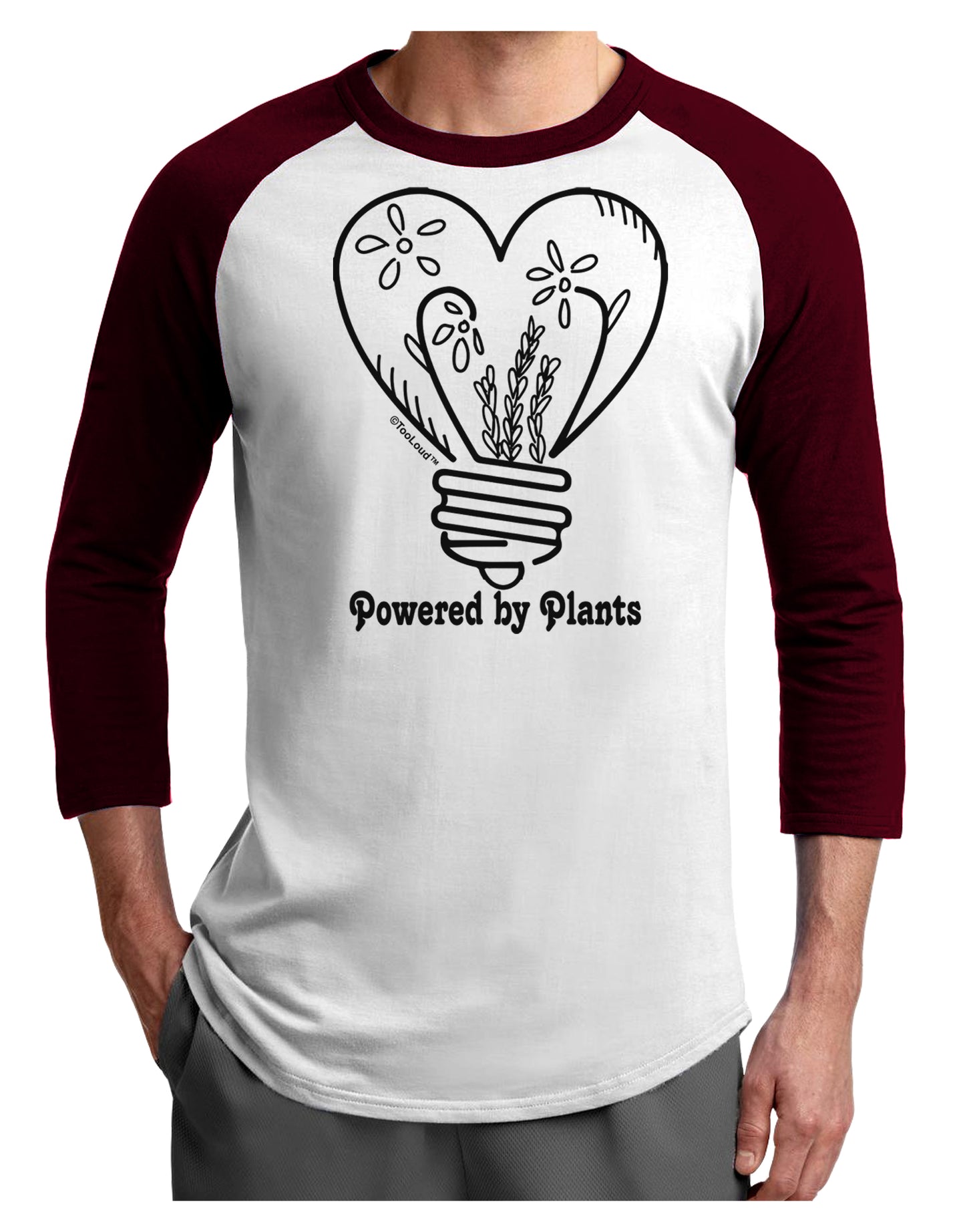 Powered by Plants Adult Raglan Shirt-Mens T-Shirt-TooLoud-White-Cardinal-X-Small-Davson Sales