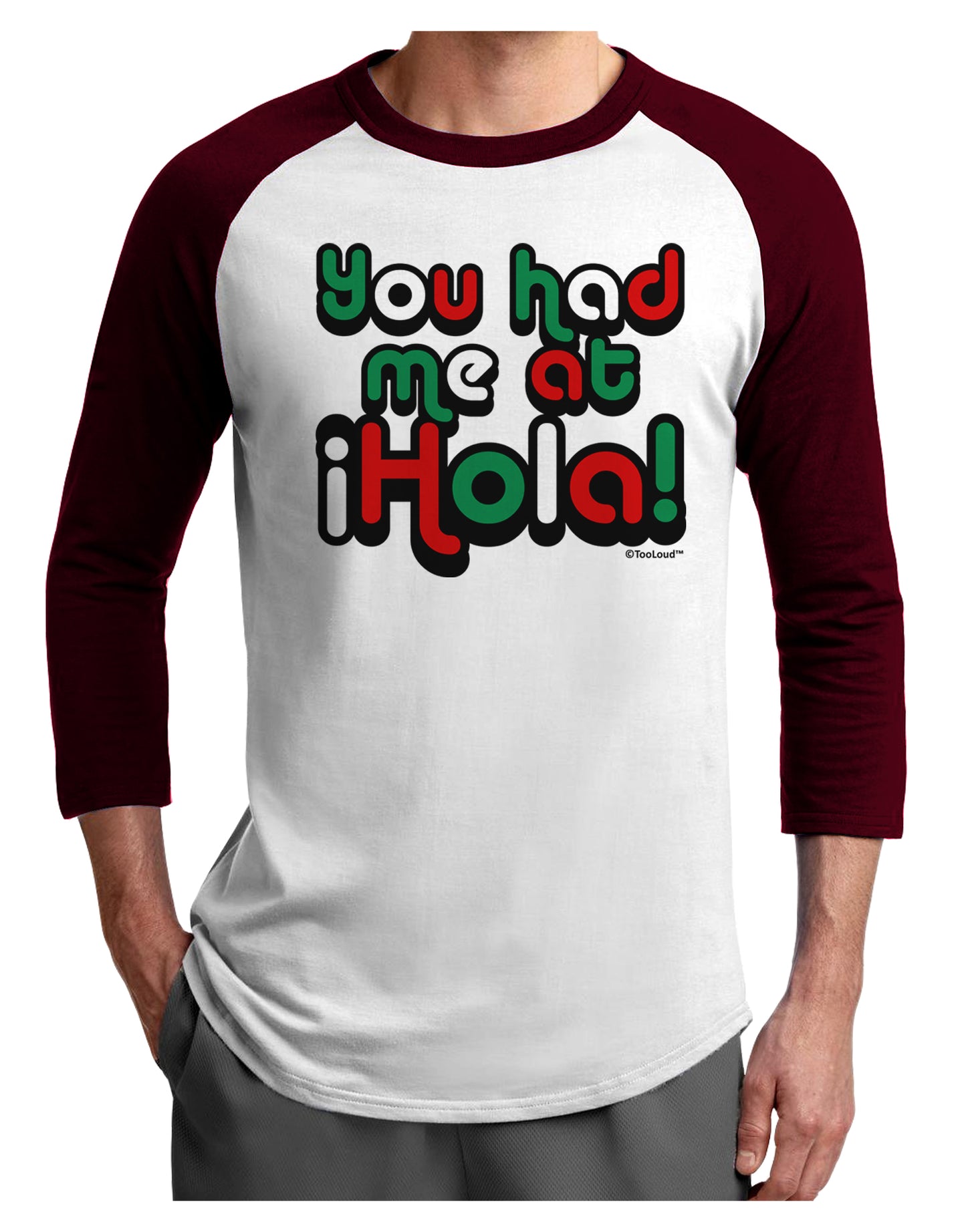 You Had Me at Hola - Mexican Flag Colors Adult Raglan Shirt by TooLoud-TooLoud-White-Cardinal-X-Small-Davson Sales