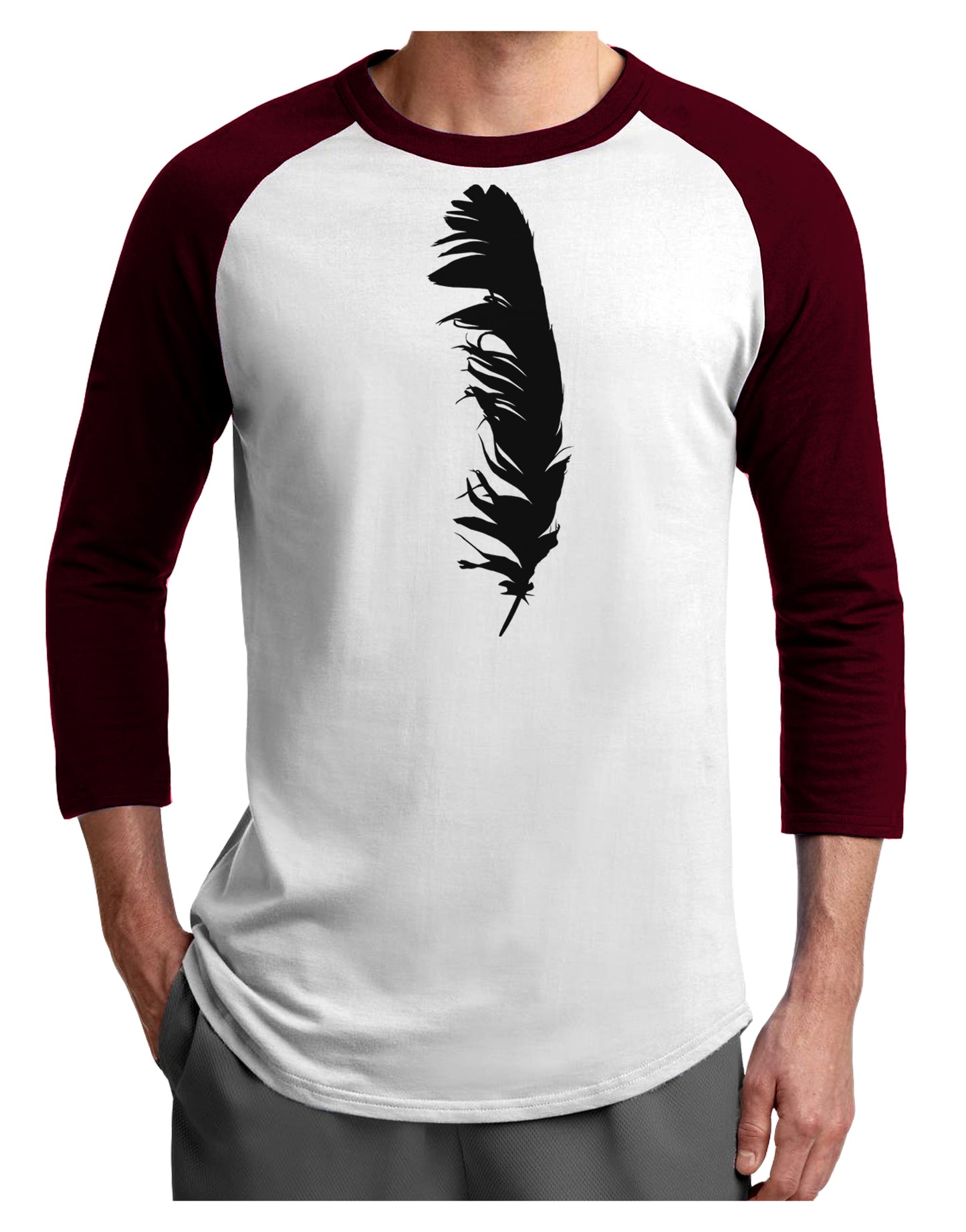Black Feather Adult Raglan Shirt-Raglan Shirt-TooLoud-White-Cardinal-X-Small-Davson Sales