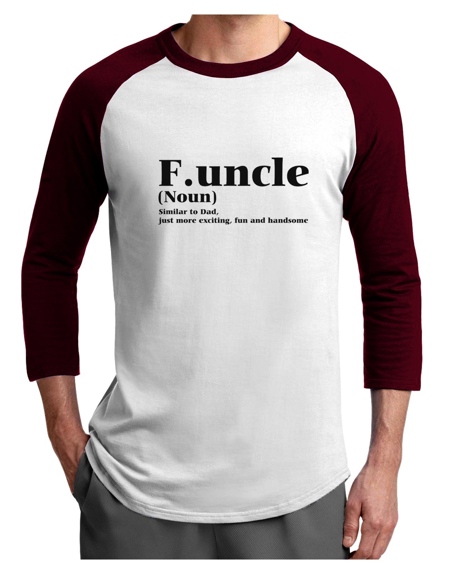 Funcle - Fun Uncle Adult Raglan Shirt by TooLoud-TooLoud-White-Cardinal-X-Small-Davson Sales