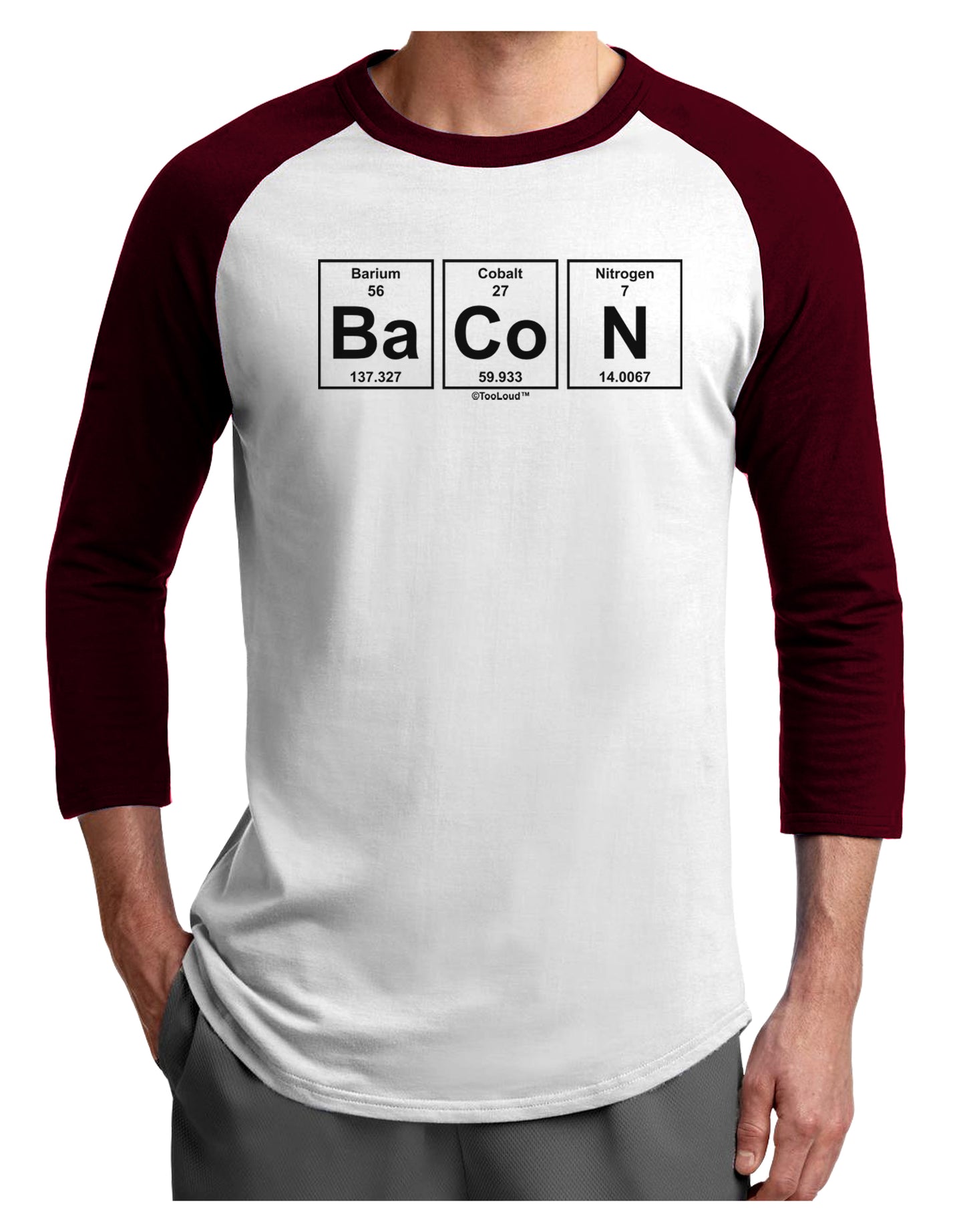 Bacon Periodic Table of Elements Adult Raglan Shirt by TooLoud-TooLoud-White-Cardinal-X-Small-Davson Sales