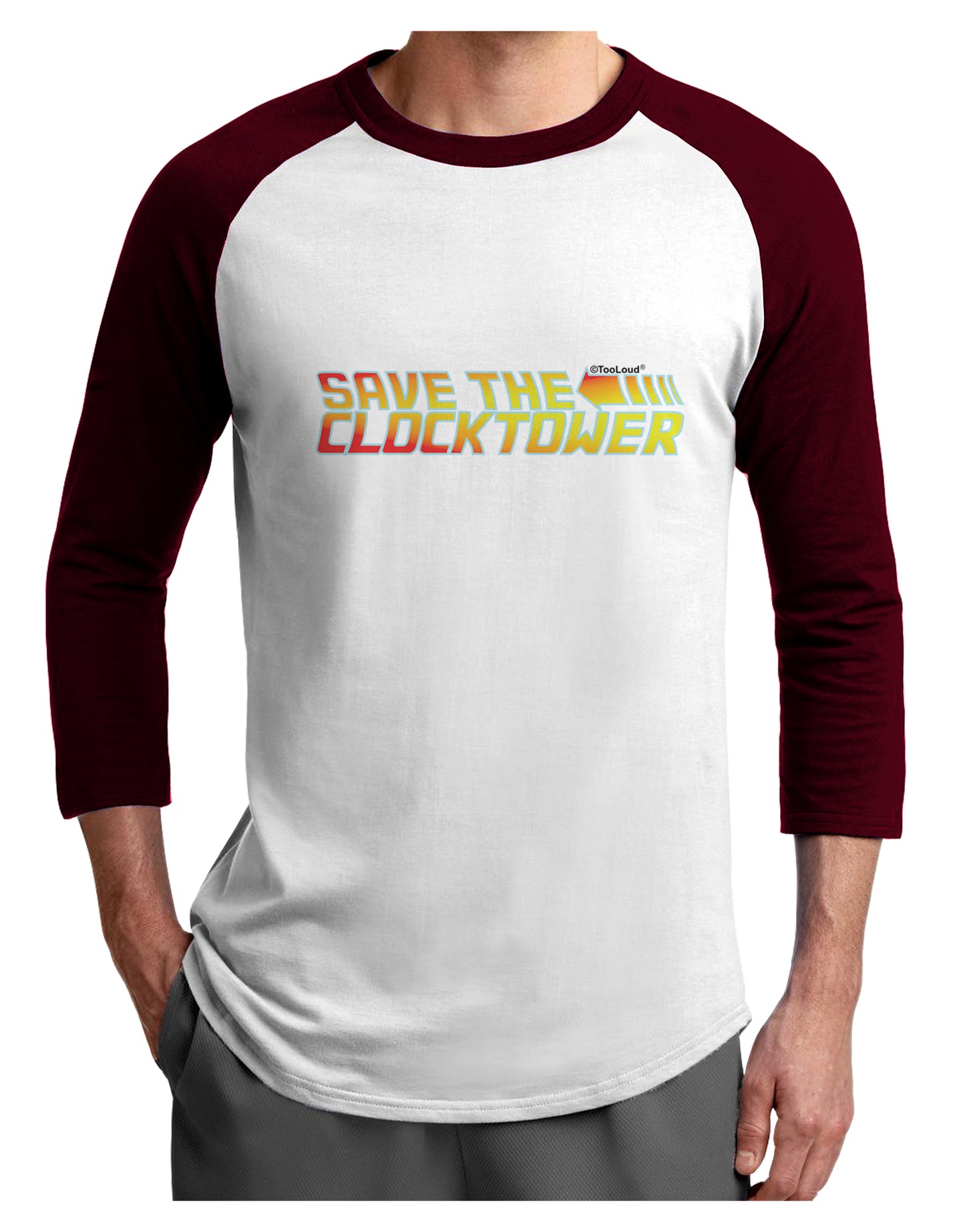 Save The Clock Tower Adult Raglan Shirt by TooLoud-TooLoud-White-Cardinal-X-Small-Davson Sales